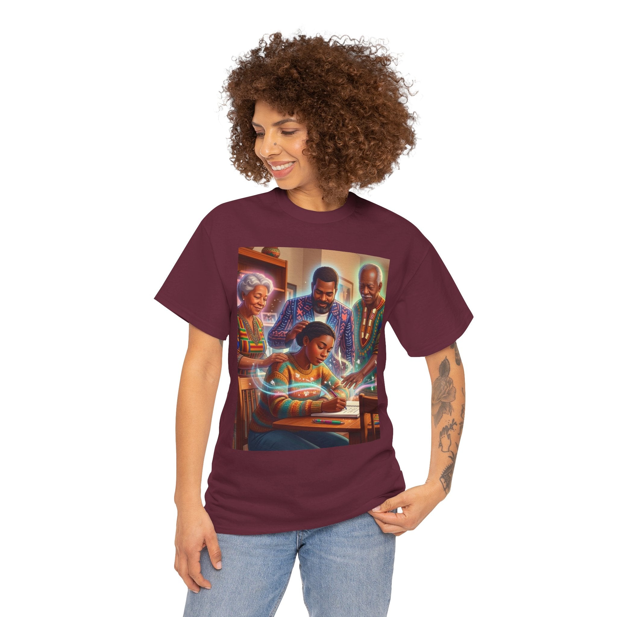 Black Family Study Night T-Shirt — Inspirational Afrofuturist Classroom Artwork