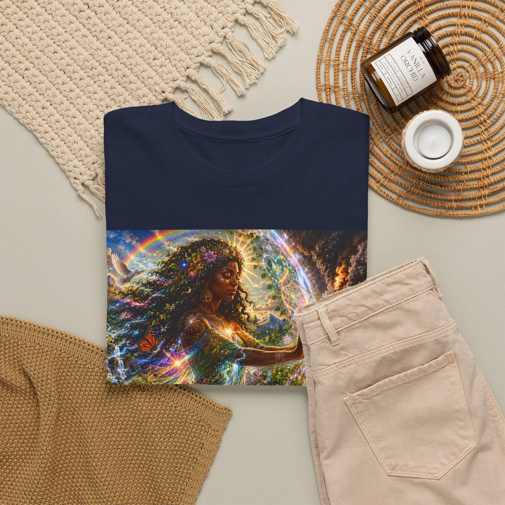 Cosmic Guardian Tee — Earth Mother Spiritual Graphic T-Shirt