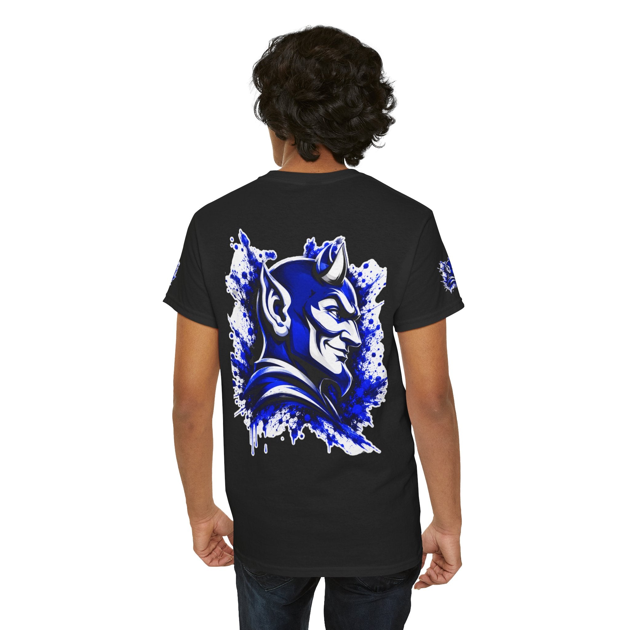 Duke Blue Devils Graphic Tee — Splatter Devil Logo T‑Shirt