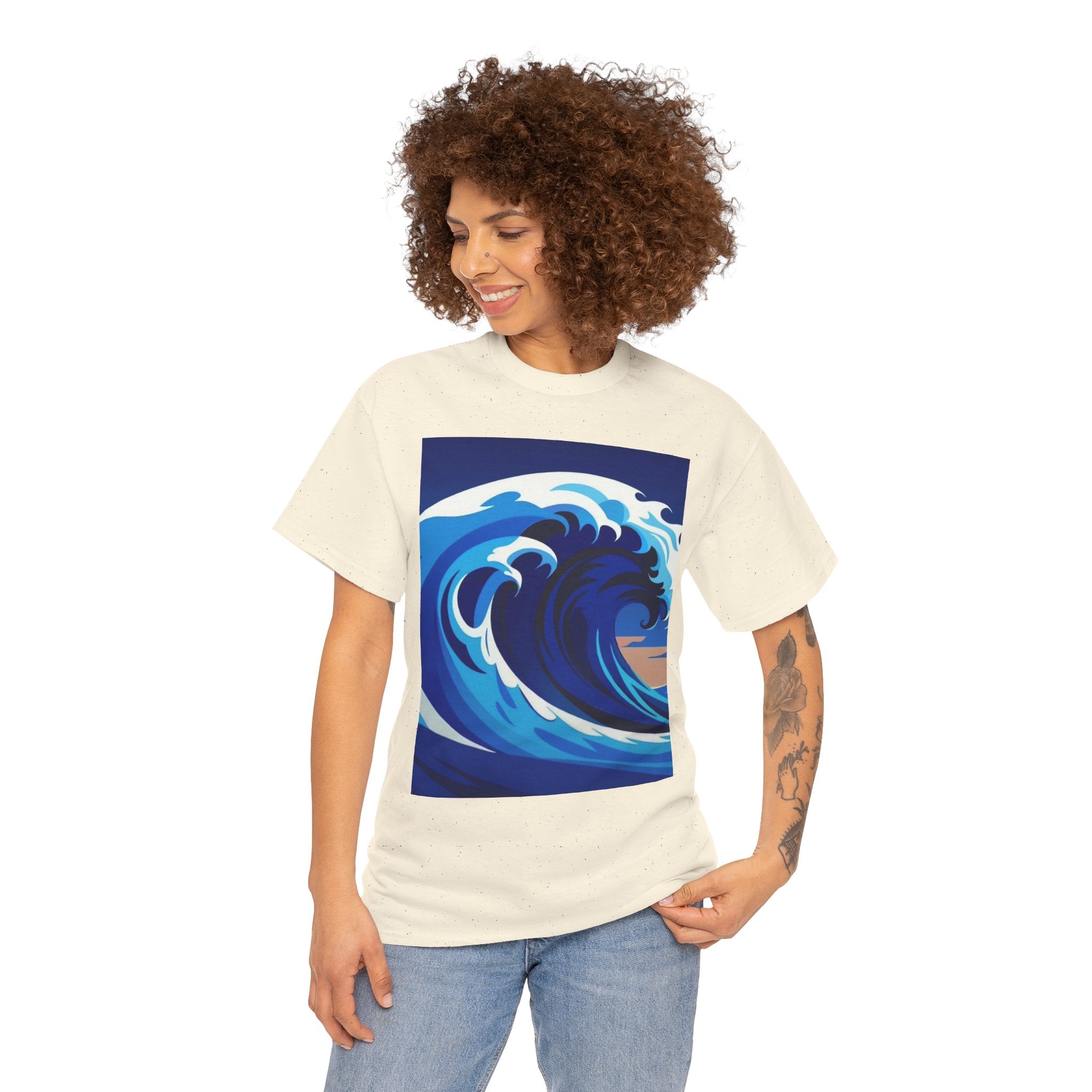T-Shirt — Coastal Wave Graphic Tee (Ocean Sunset Wave Art)