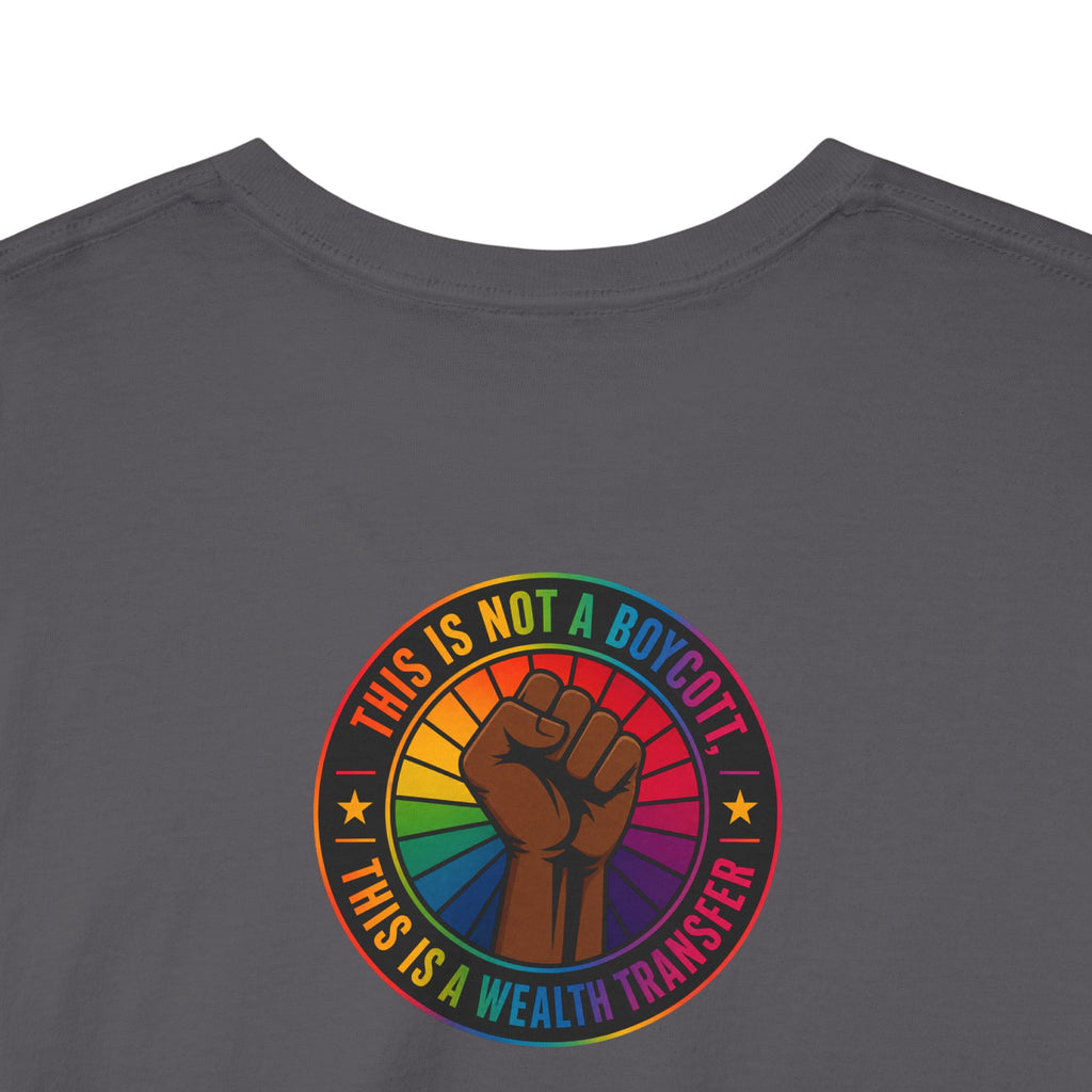 Graphic Tee — "I'm White, But Not THAT White" Illustration with Back Raised Fist Logo