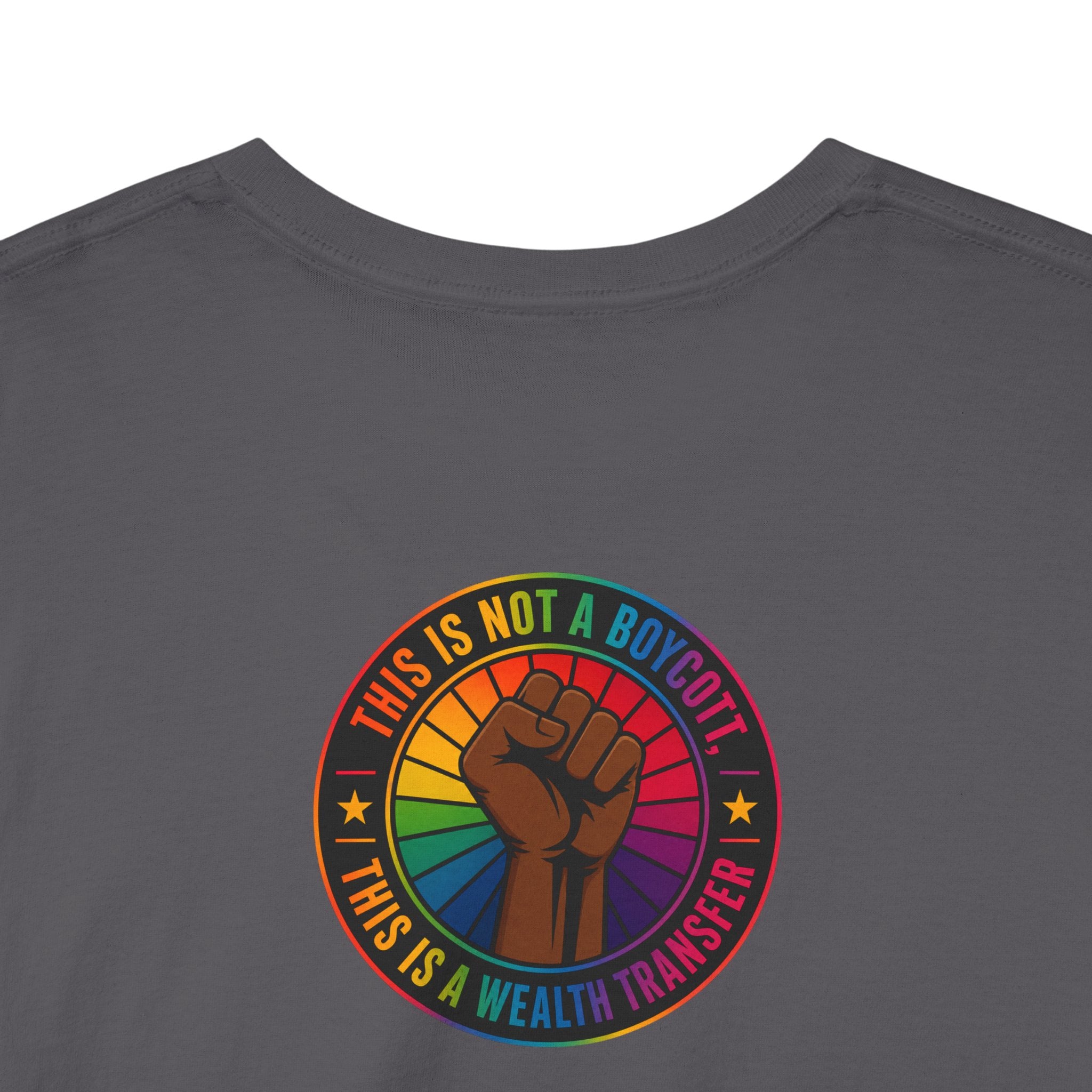 Graphic Tee — "I'm White, But Not THAT White" Illustration with Back Raised Fist Logo