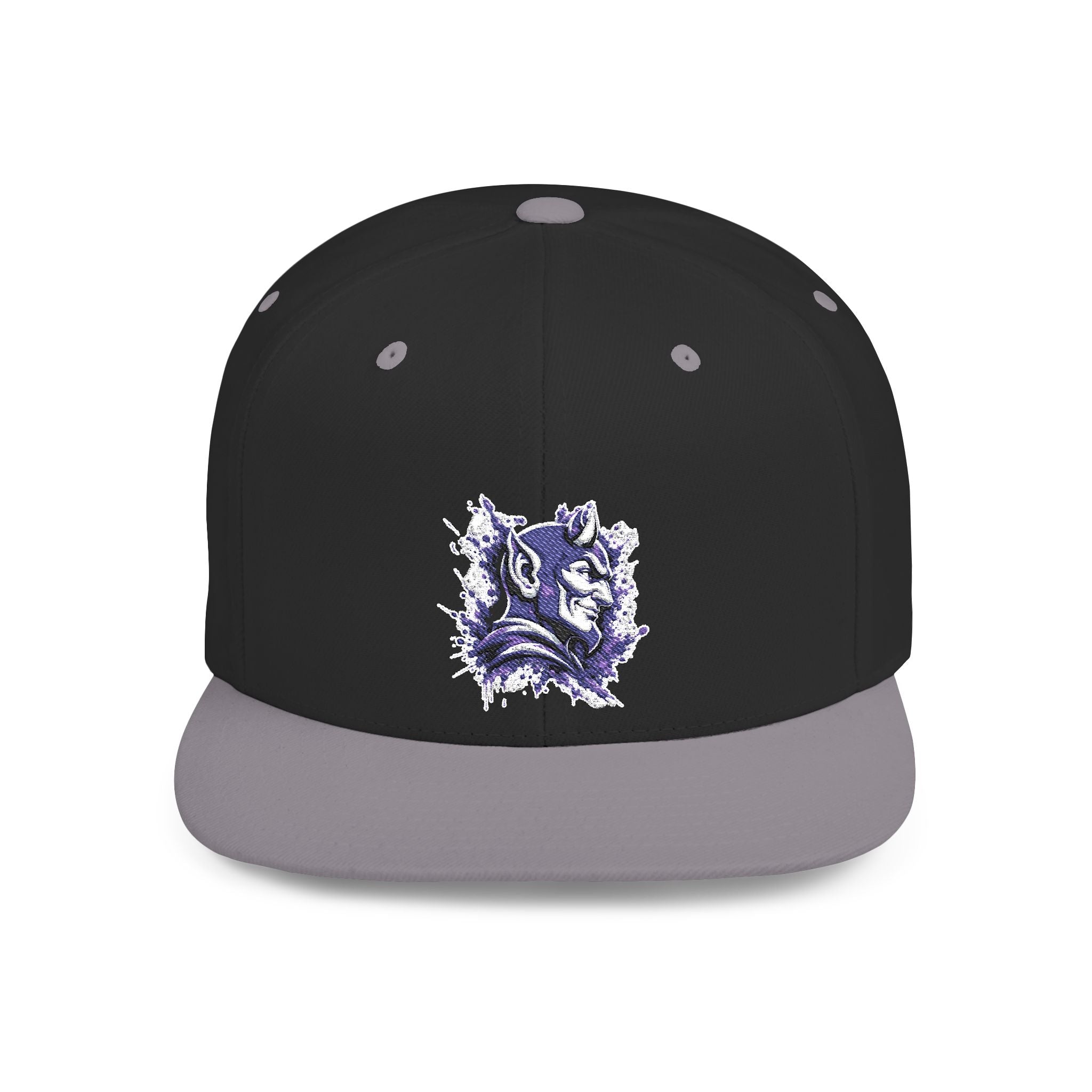 Snapback Hat — Abstract Purple Splash Crown Embroidered Flat Bill