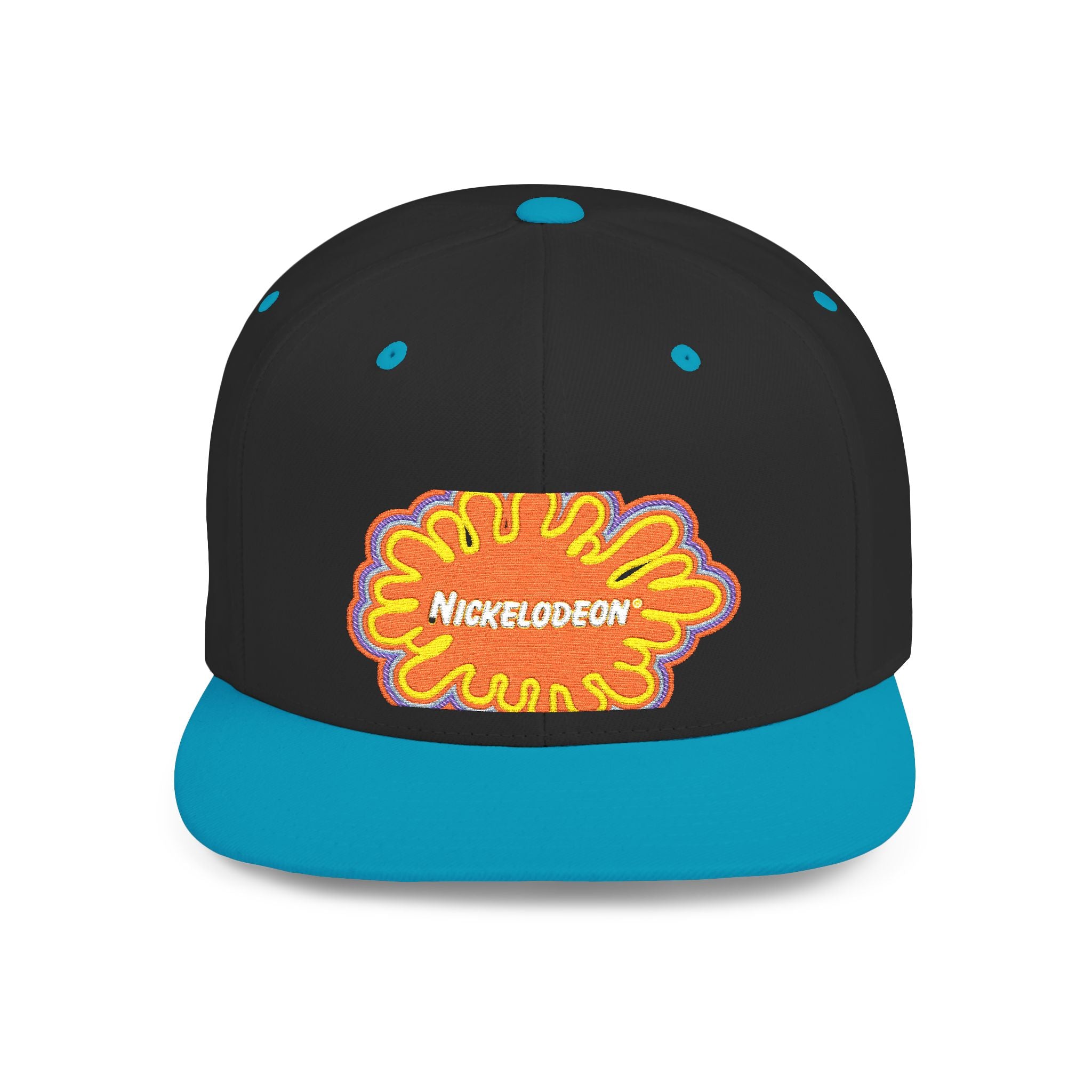 Nickelodeon Slime Logo Flat Bill Snapback Hat — Retro 90s Cartoon Cap