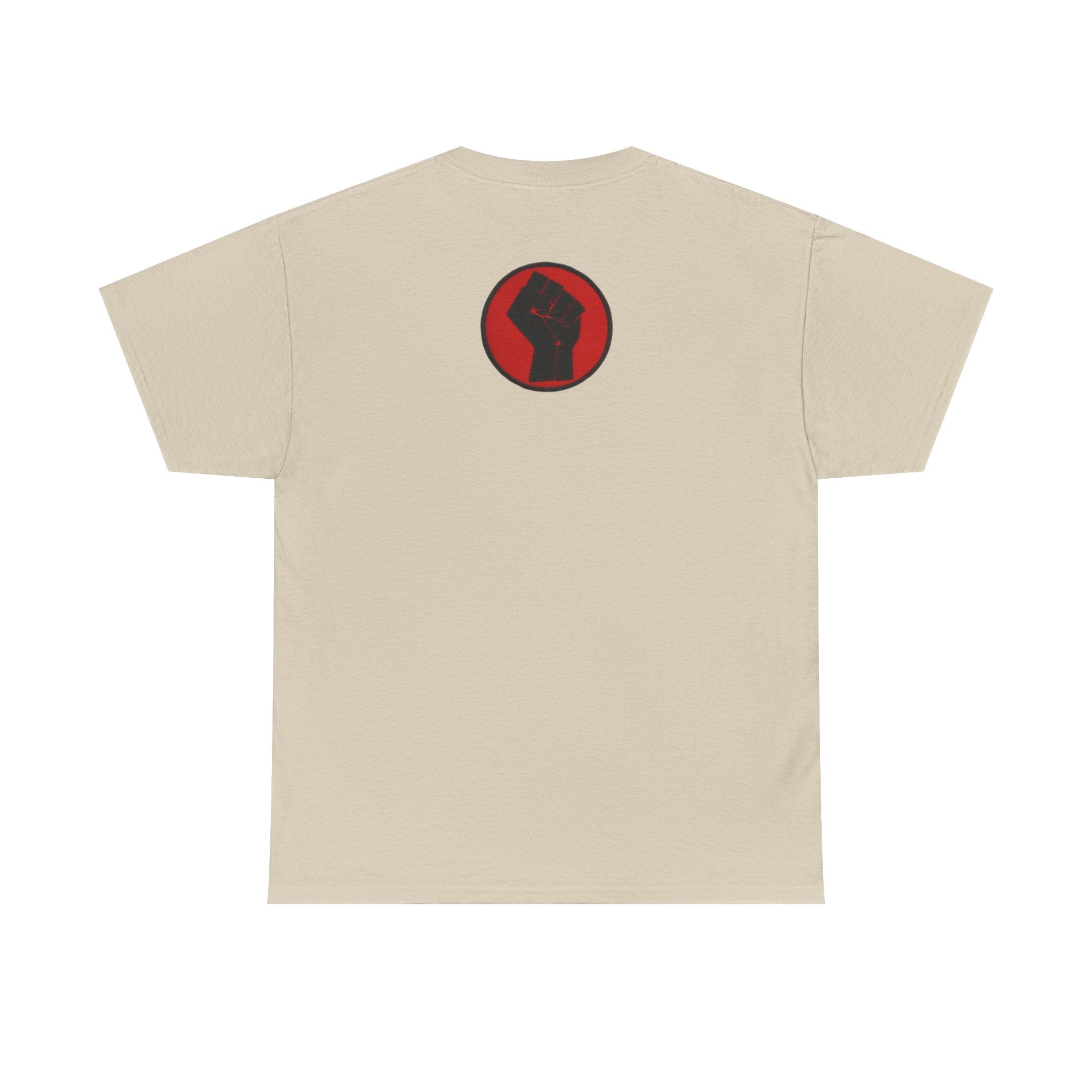 Basketball Jumpman Tee — Retro Skyline Graphic T-Shirt with Red Fist Back Emblem