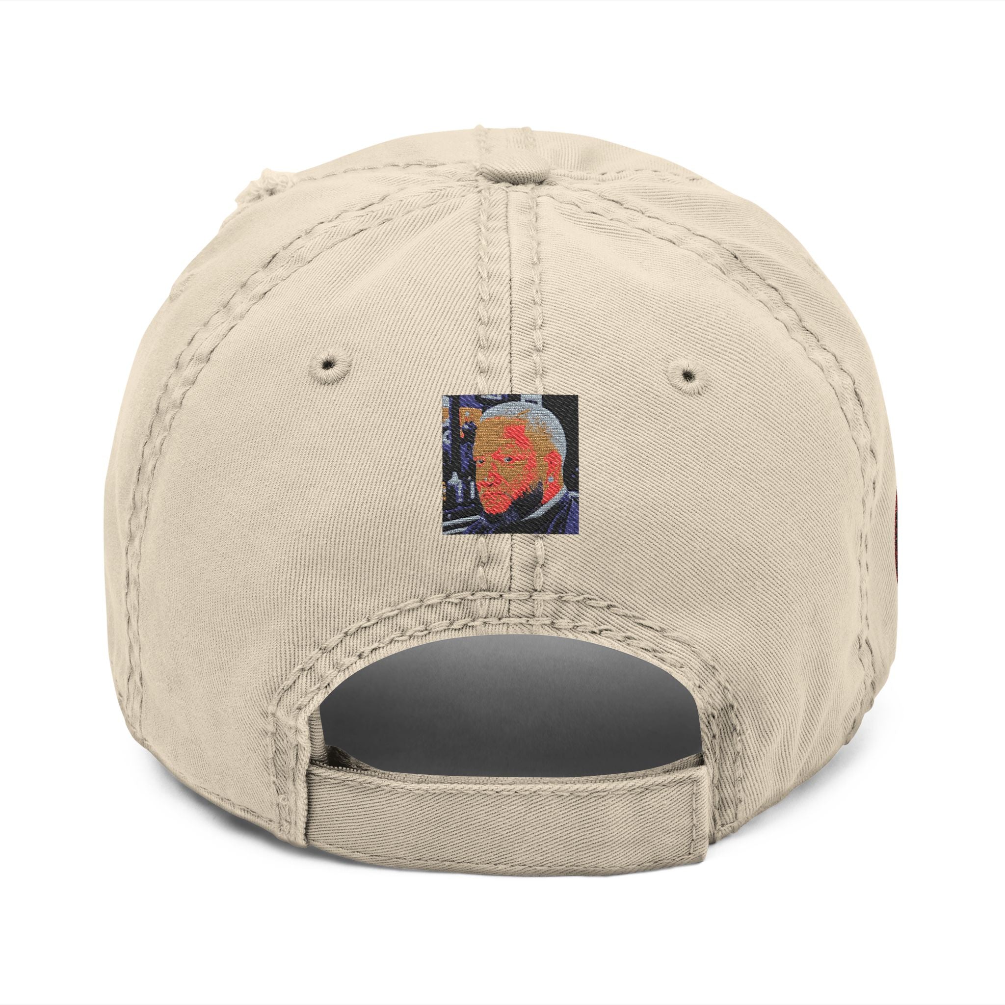 Distressed Embroidered Dad Hat - Vintage Fist Patch