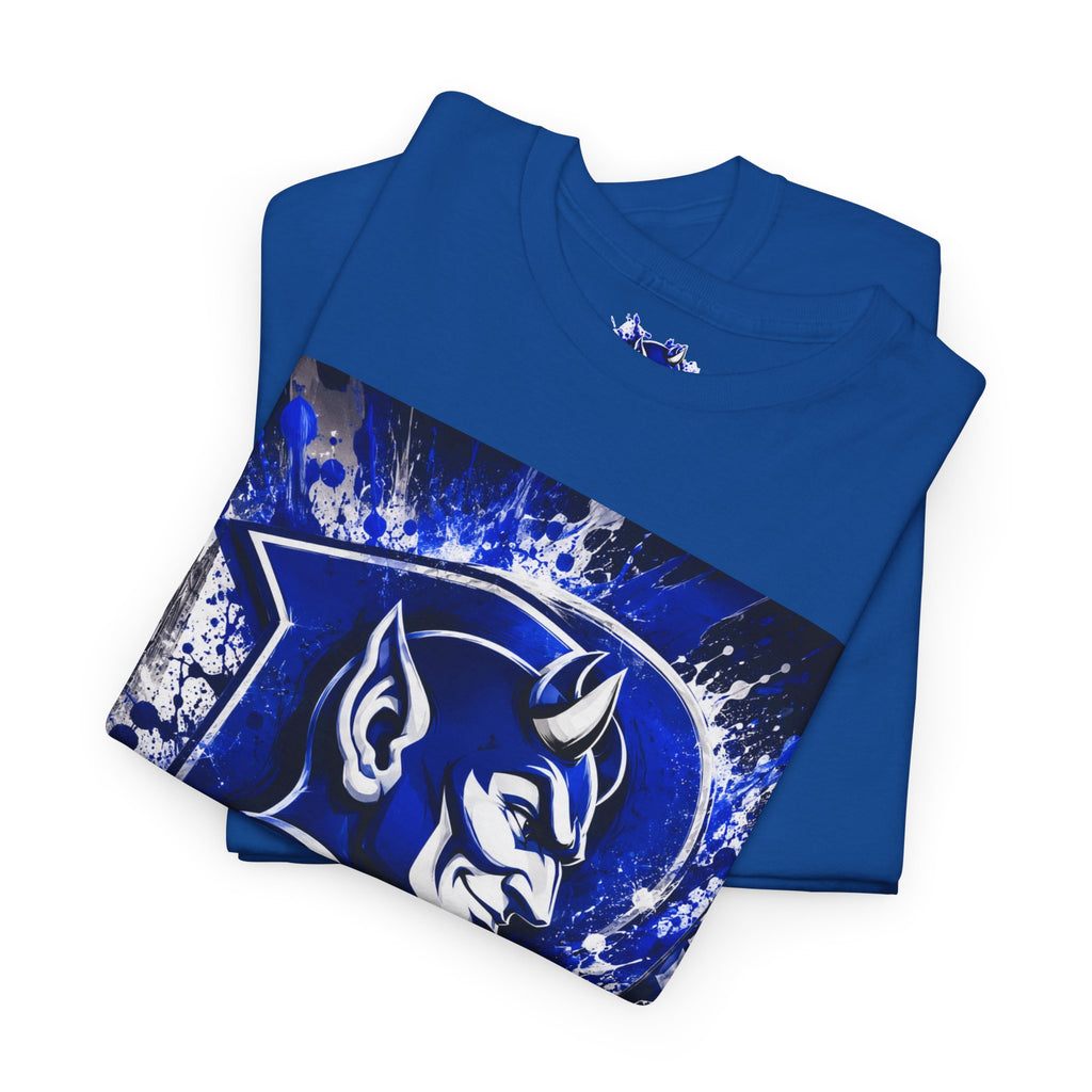 Duke Blue Devils Graphic Tee — Splatter Devil Logo T‑Shirt