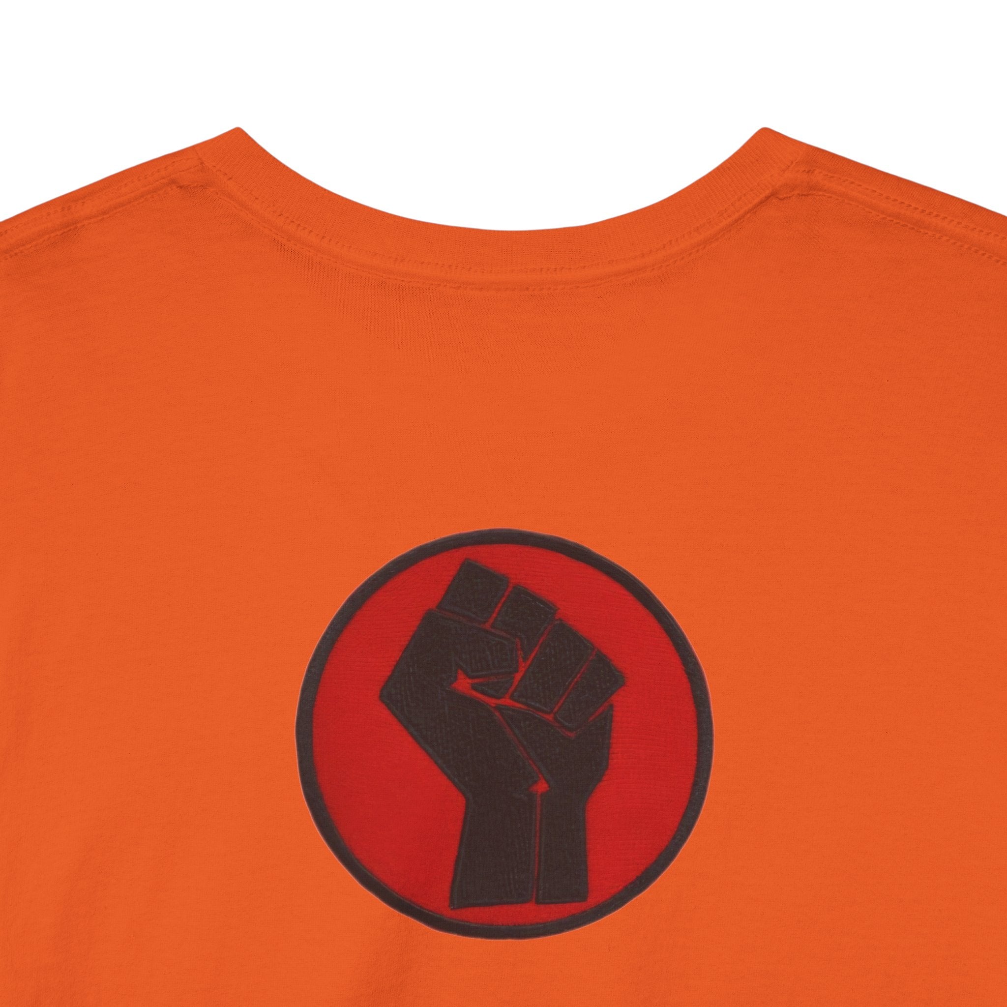 Basketball Jumpman Tee — Retro Skyline Graphic T-Shirt with Red Fist Back Emblem