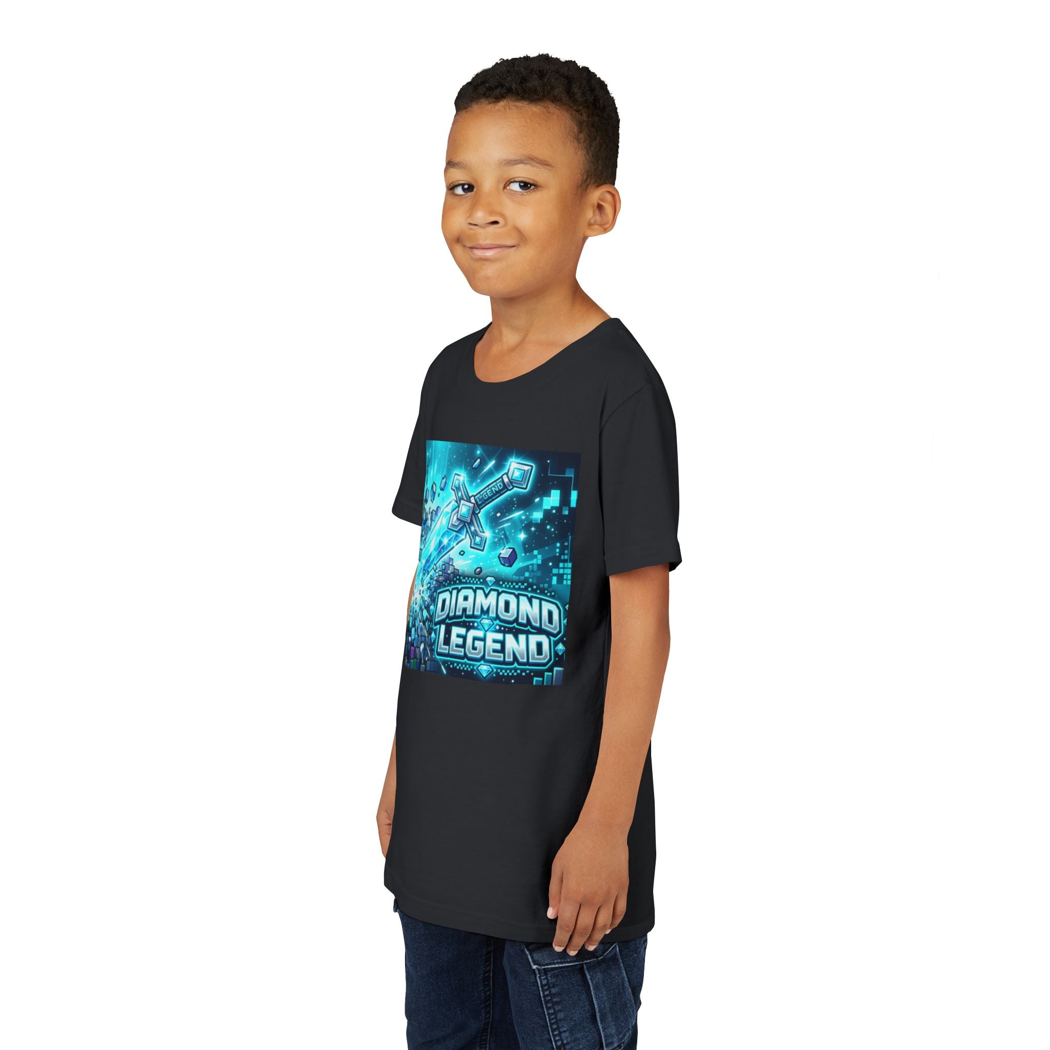 Youth Diamond Legend Tee — Pixel Minecraft-Style Gem Graphic Shirt
