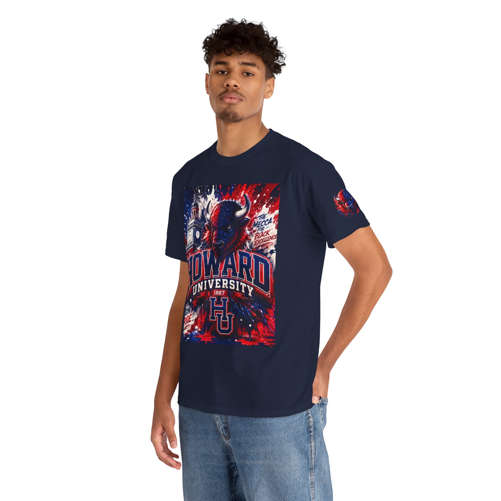 Howard University Buffalo Spirit Tee — HU Bison Red & Blue Campus Shirt