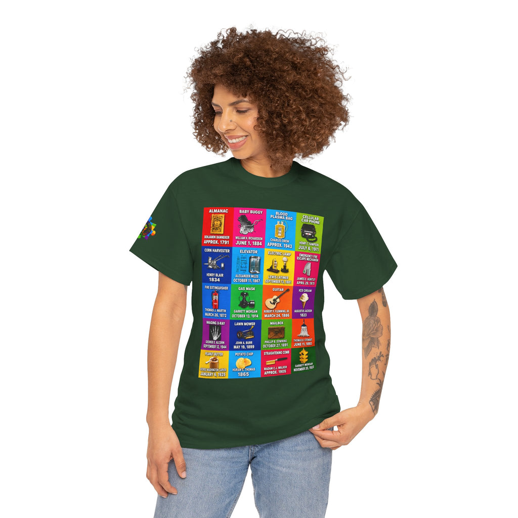Black inventors Grid T‑Shirt — Colorful Historical Portraits Tee