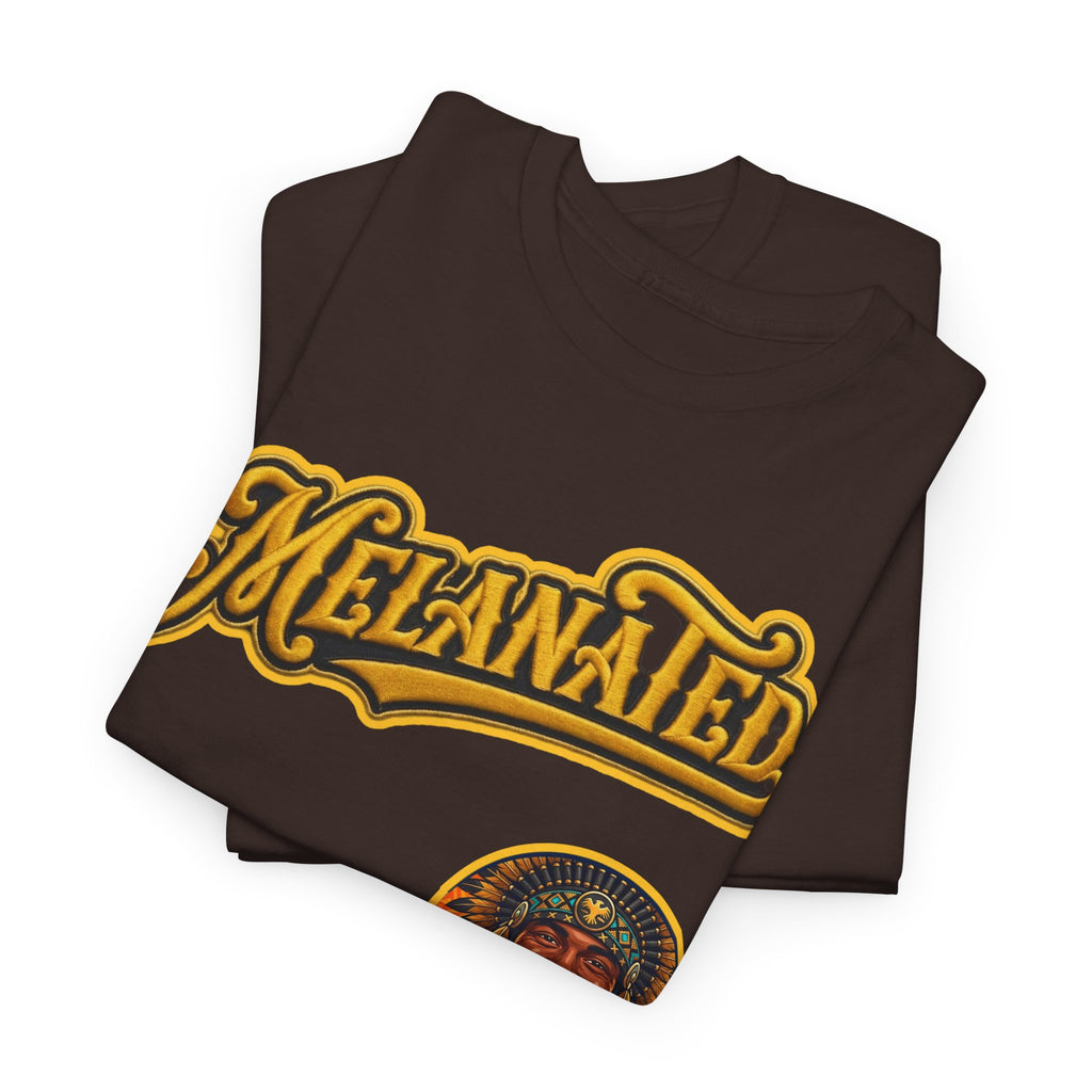 Melanated 19 Graphic Tee — Retro Script Logo & Gold Number Baseball Shirt