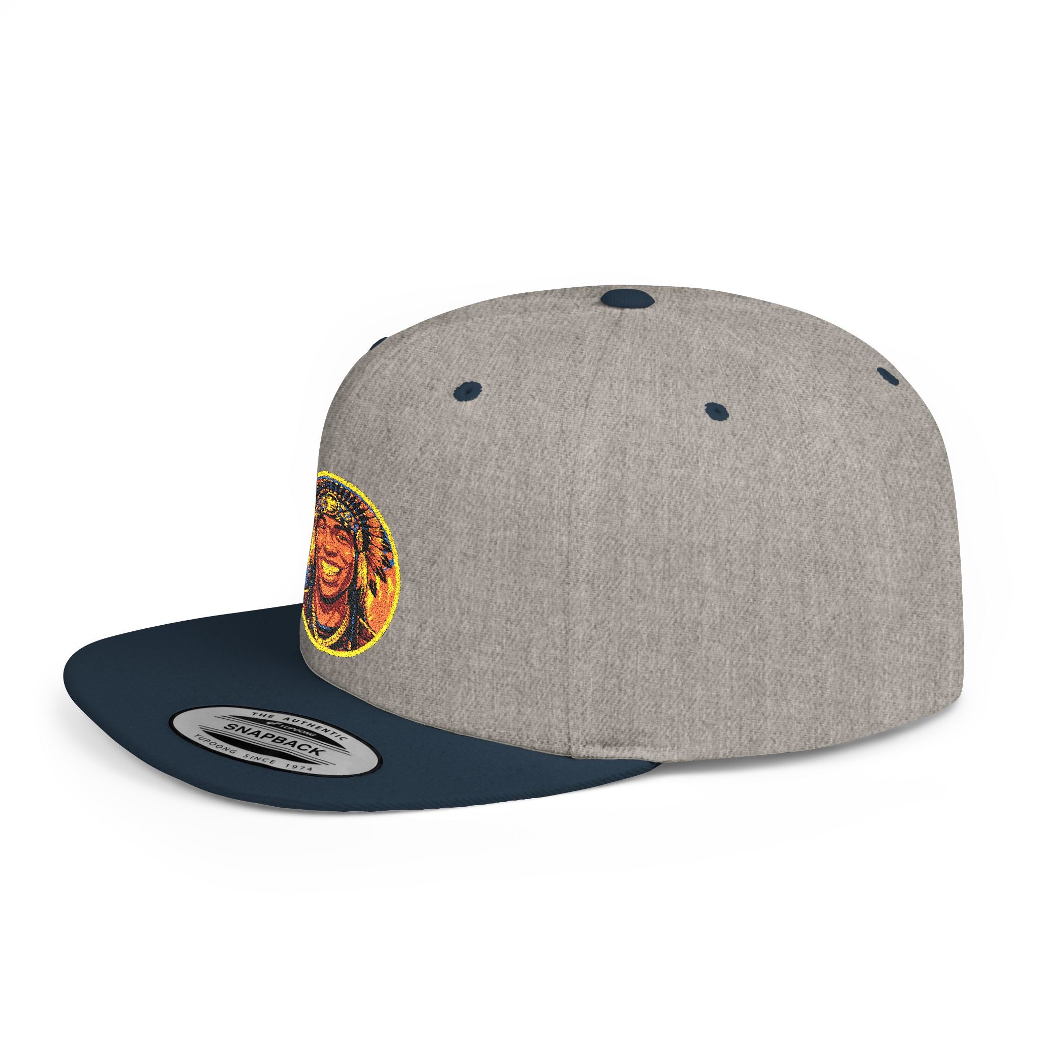 Snapback Hat — Vibrant Tribal Lion Patch Flat Bill Cap