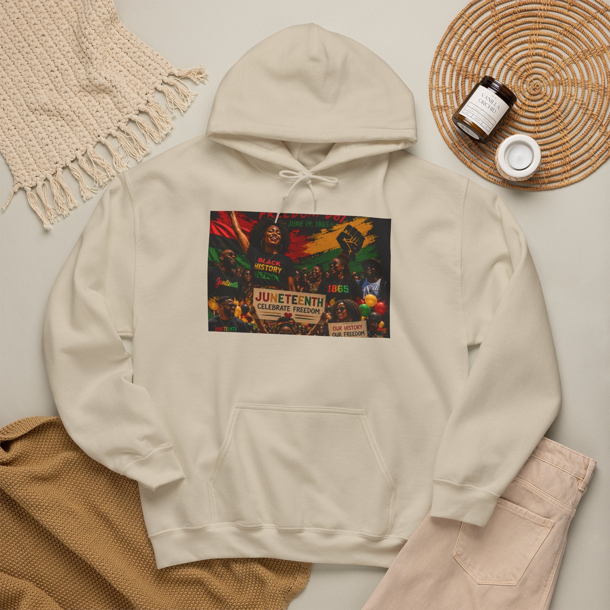Juneteenth Celebration Hoodie — Juneteenth 1865 Freedom Retro Graphic Hooded Sweatshirt