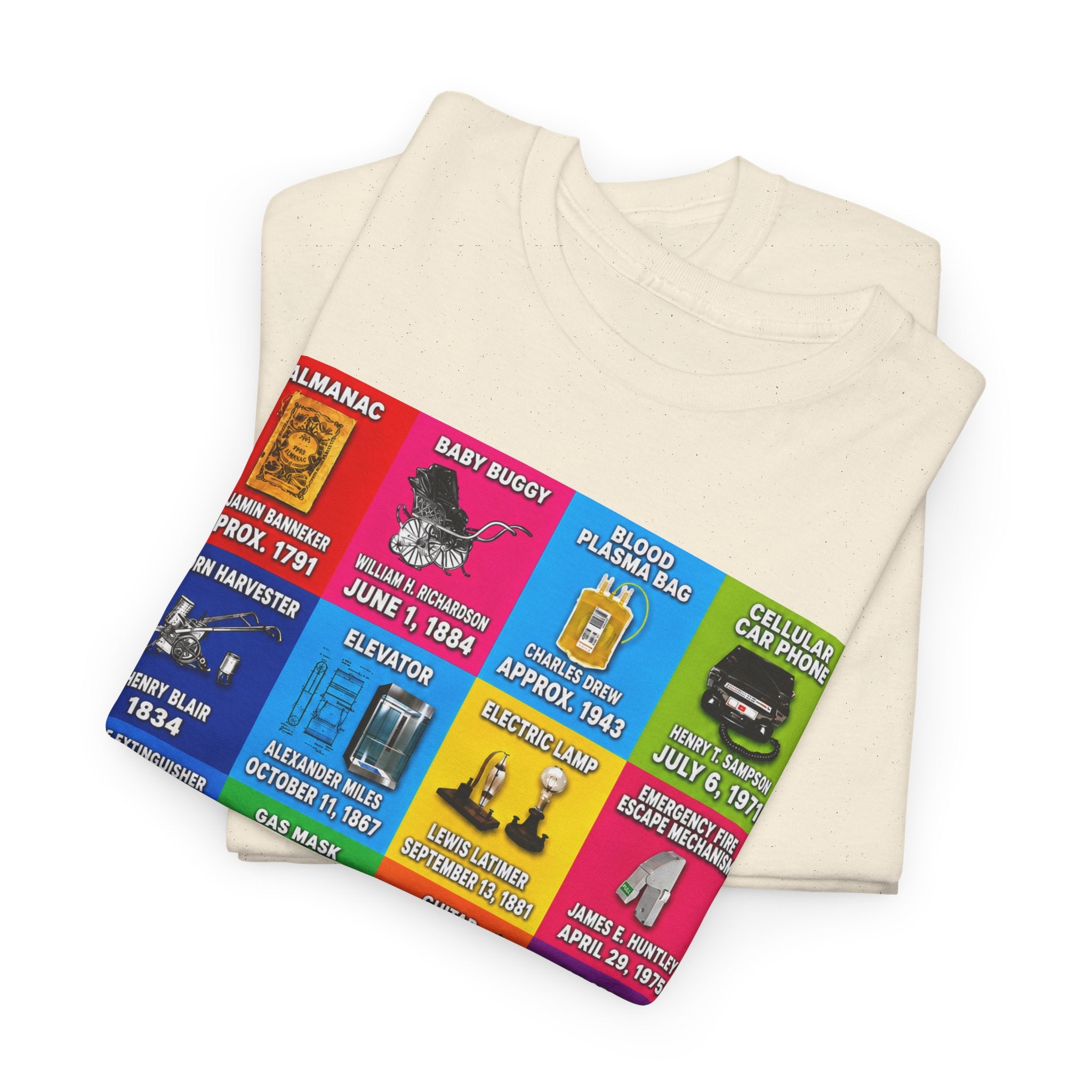 Black inventors Grid T‑Shirt — Colorful Historical Portraits Tee