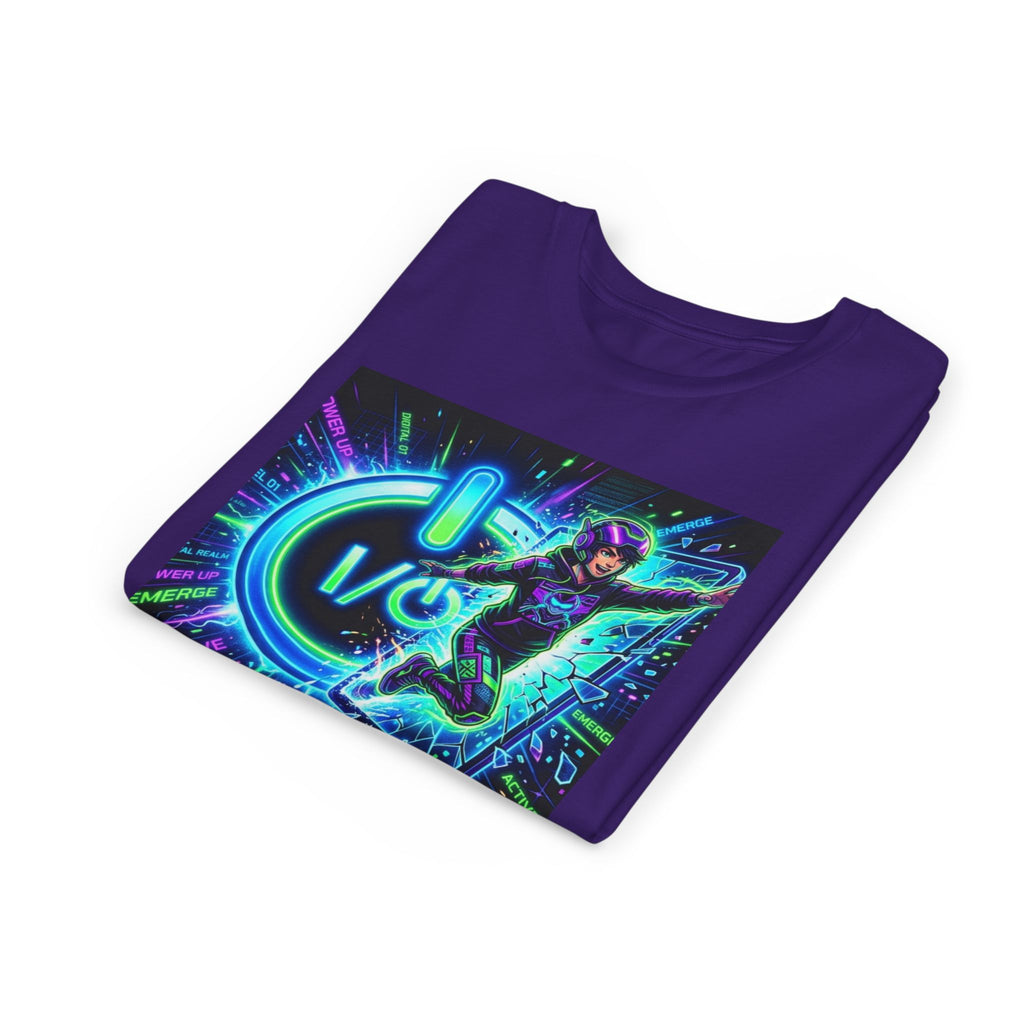 Neon Power Button Tee — Gamer Screen Escape Youth T-Shirt