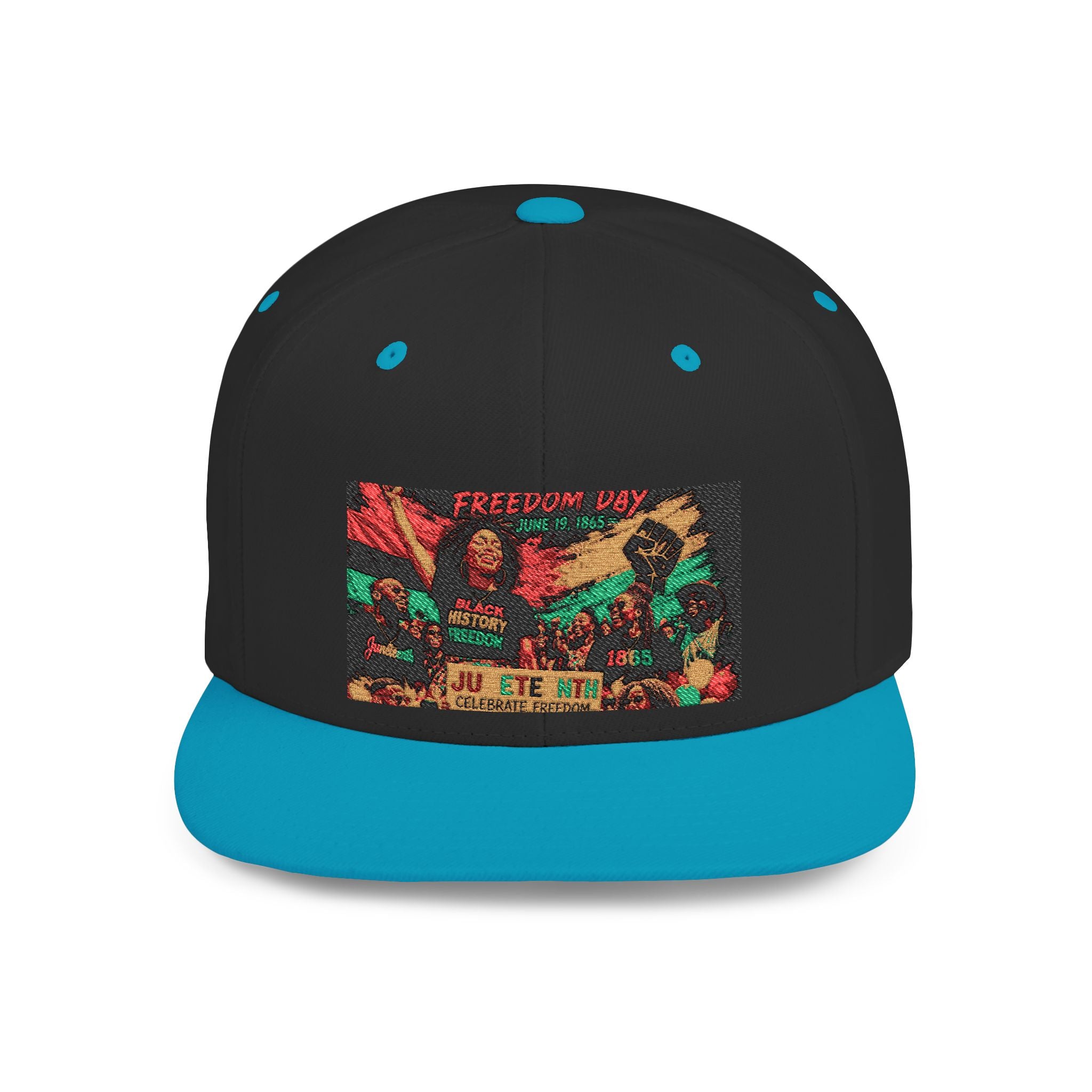 Reggae Vibes Flat Bill Snapback Hat — Colorful Rasta Music Patch