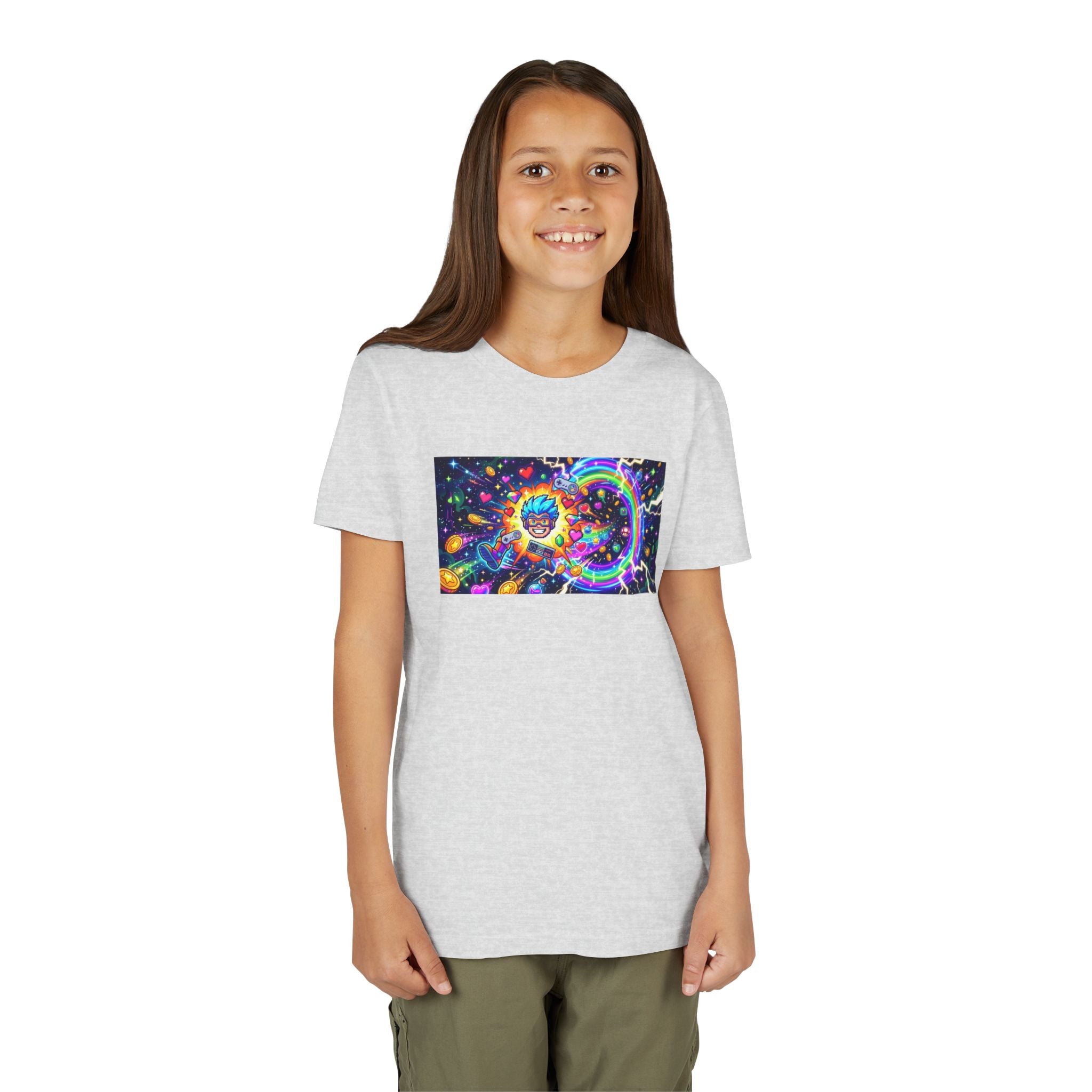 Kids Gaming Tee — Neon Rainbow Portal Gamer Shirt