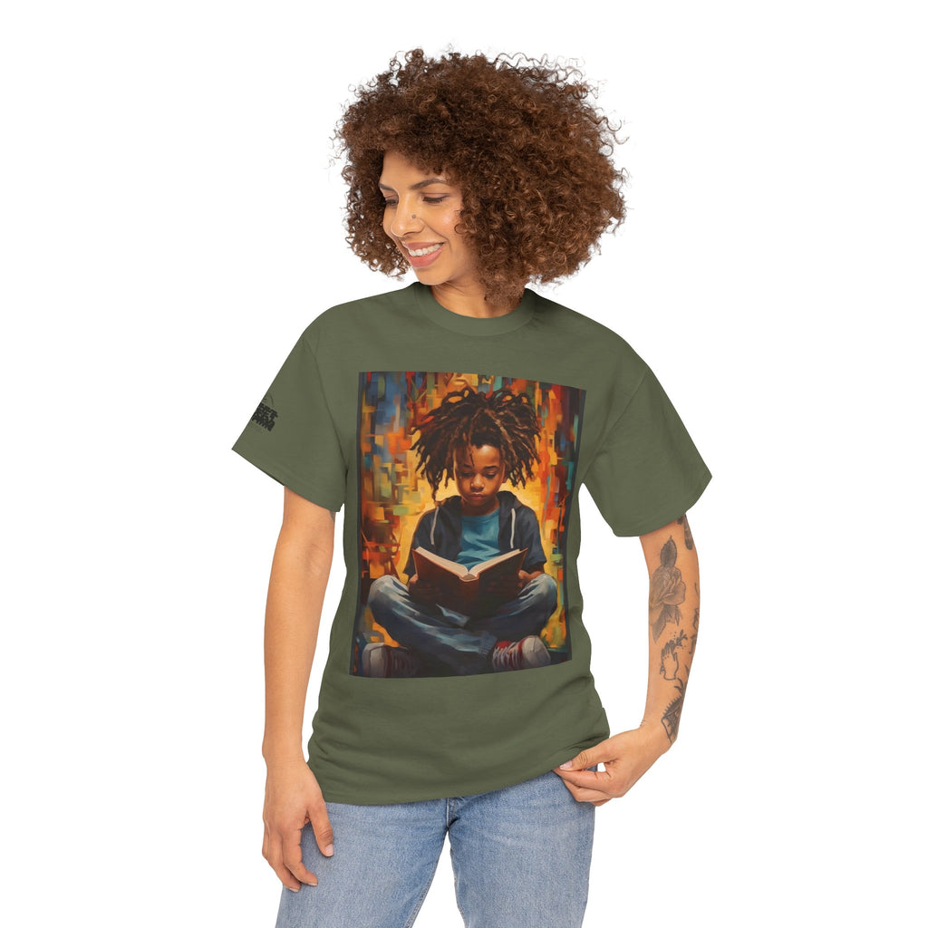 Graphic Tee — 'This Is Not A Boycott, This Is A Wealth Transfer' Back Print with Reading Child Artwork