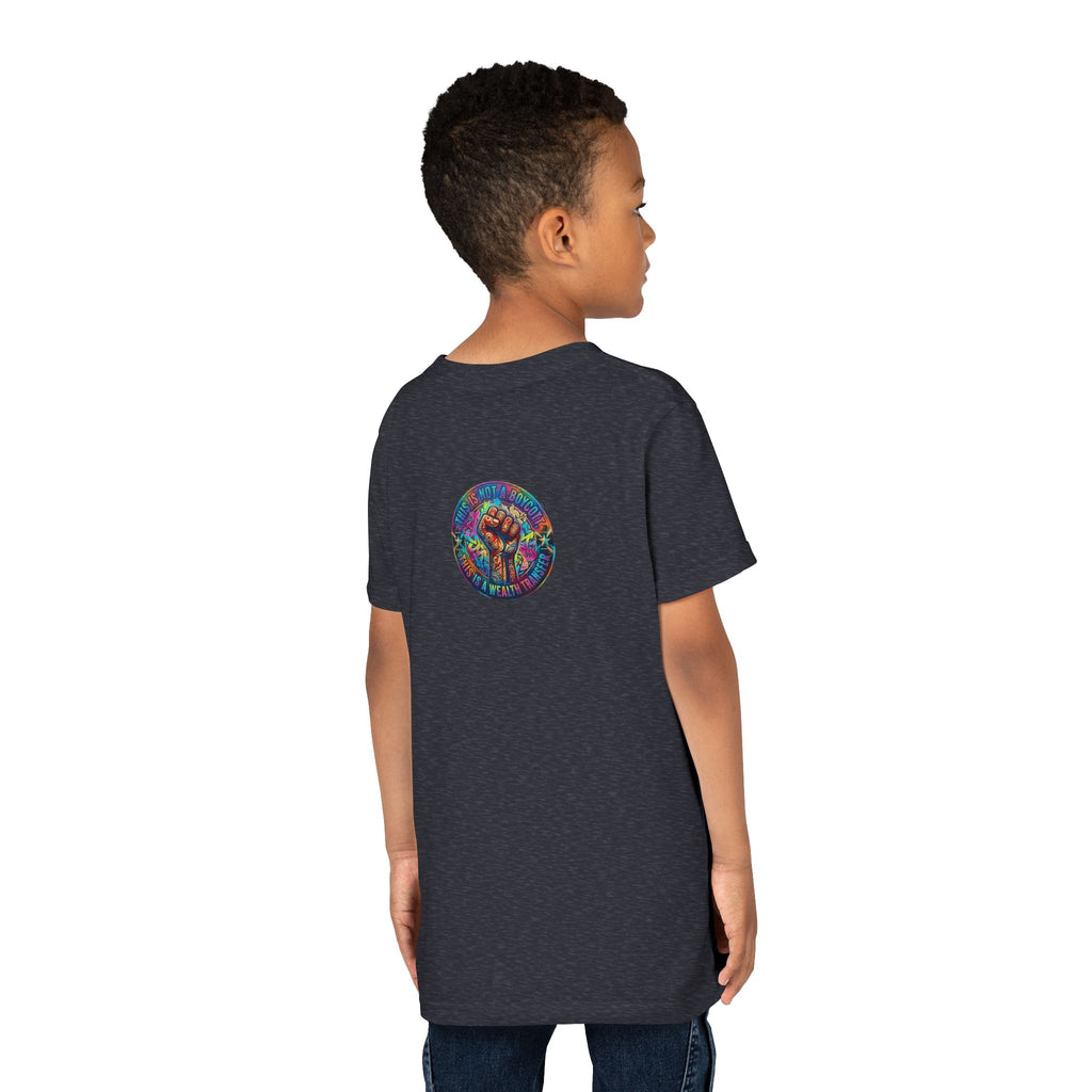 Youth Tee — “BUILD. CREATE. WIN.” Neon Builder City Design