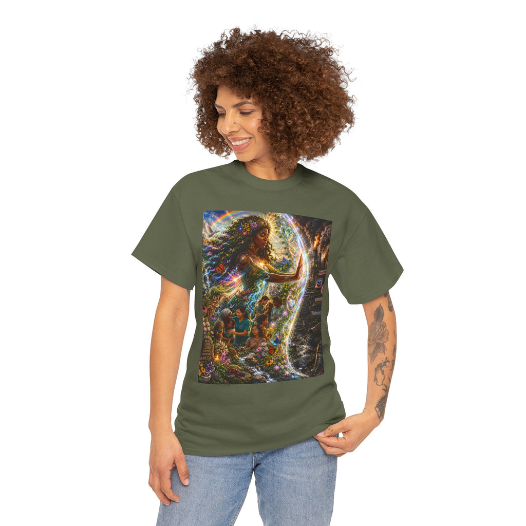 Cosmic Guardian Tee — Earth Mother Spiritual Graphic T-Shirt