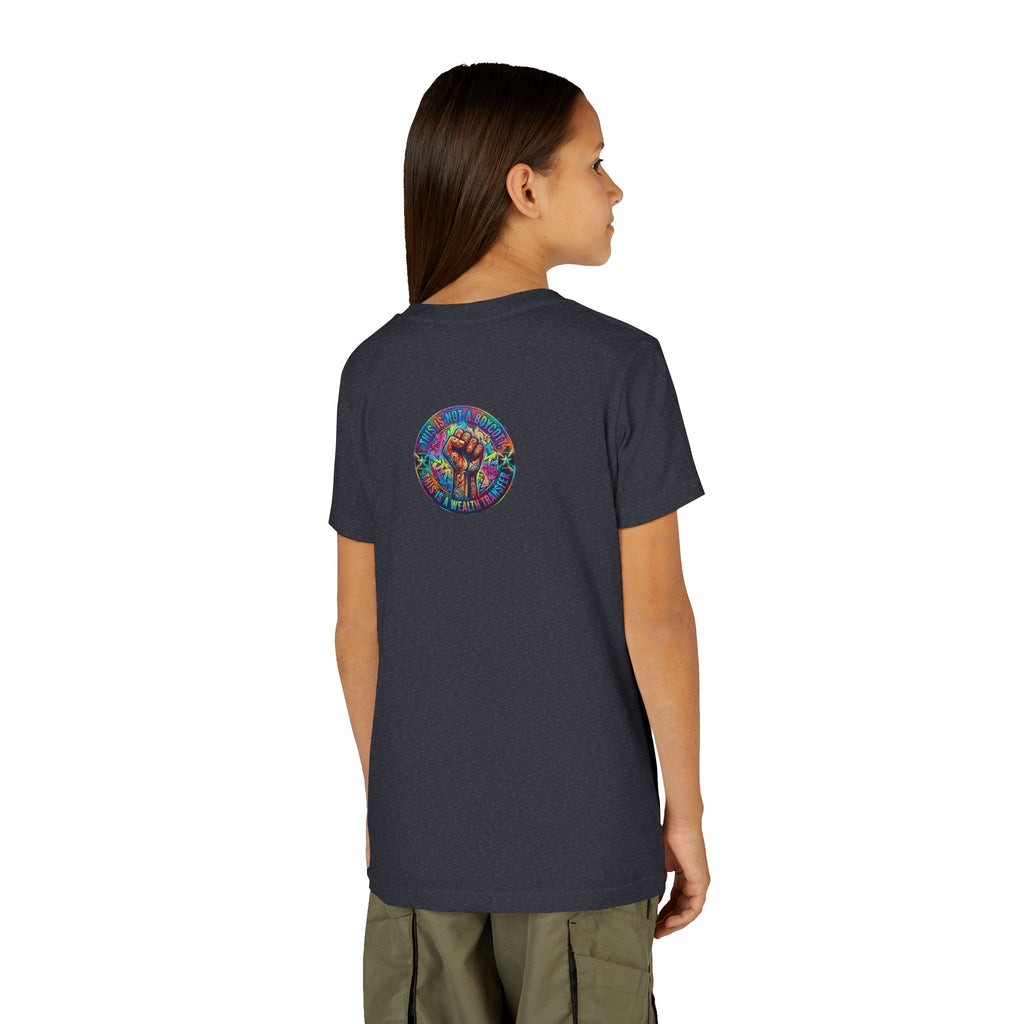 Youth Tee — “BUILD. CREATE. WIN.” Neon Builder City Design