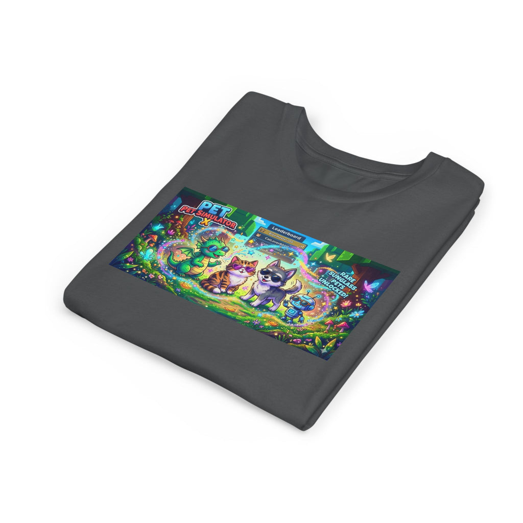 Cute Fantasy Pets Sunglasses Tee — Dragon, Cat, Wolf & Robot Pets