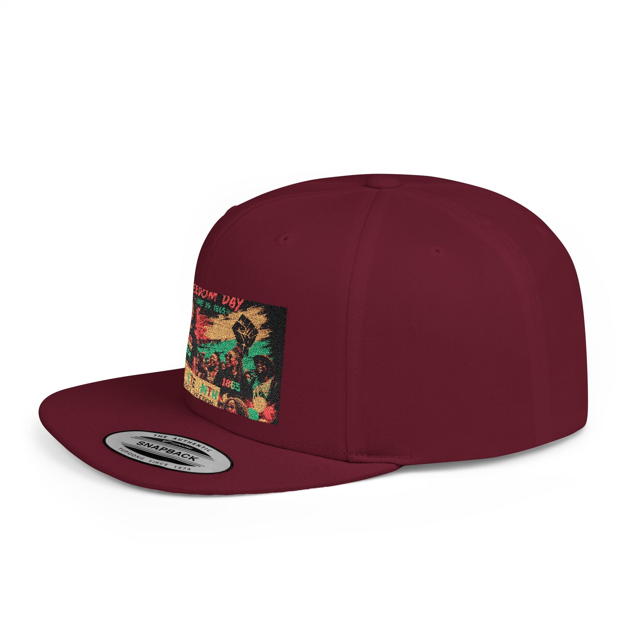 Reggae Vibes Flat Bill Snapback Hat — Colorful Rasta Music Patch