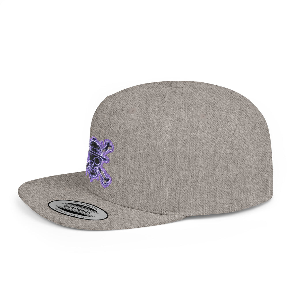 Purple Glitter Skull Snapback Hat - Flat Bill Adjustable Cap