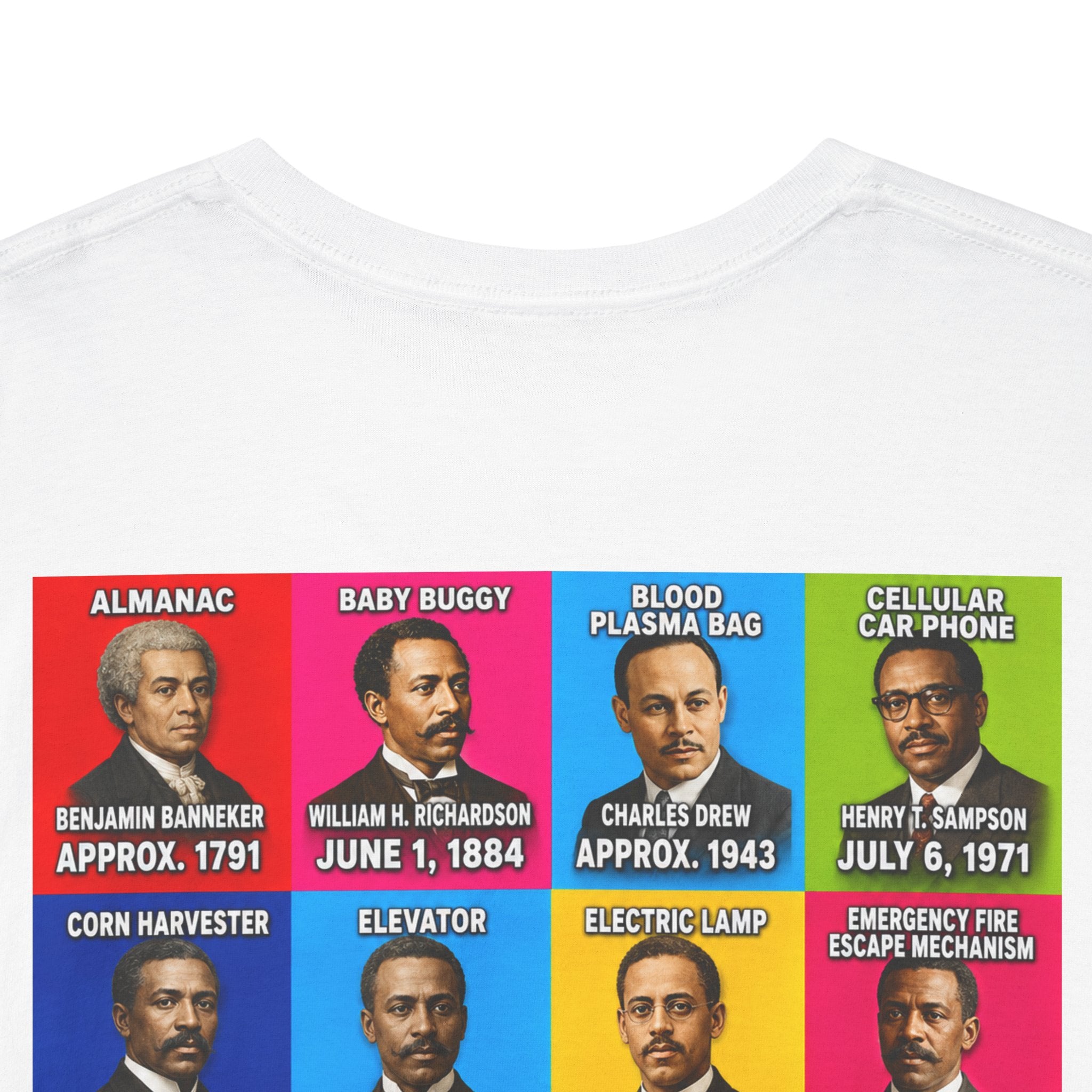 Black inventors Grid T‑Shirt — Colorful Historical Portraits Tee