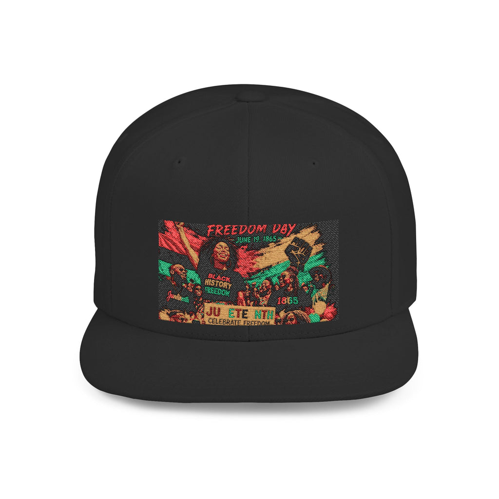 Reggae Vibes Flat Bill Snapback Hat — Colorful Rasta Music Patch