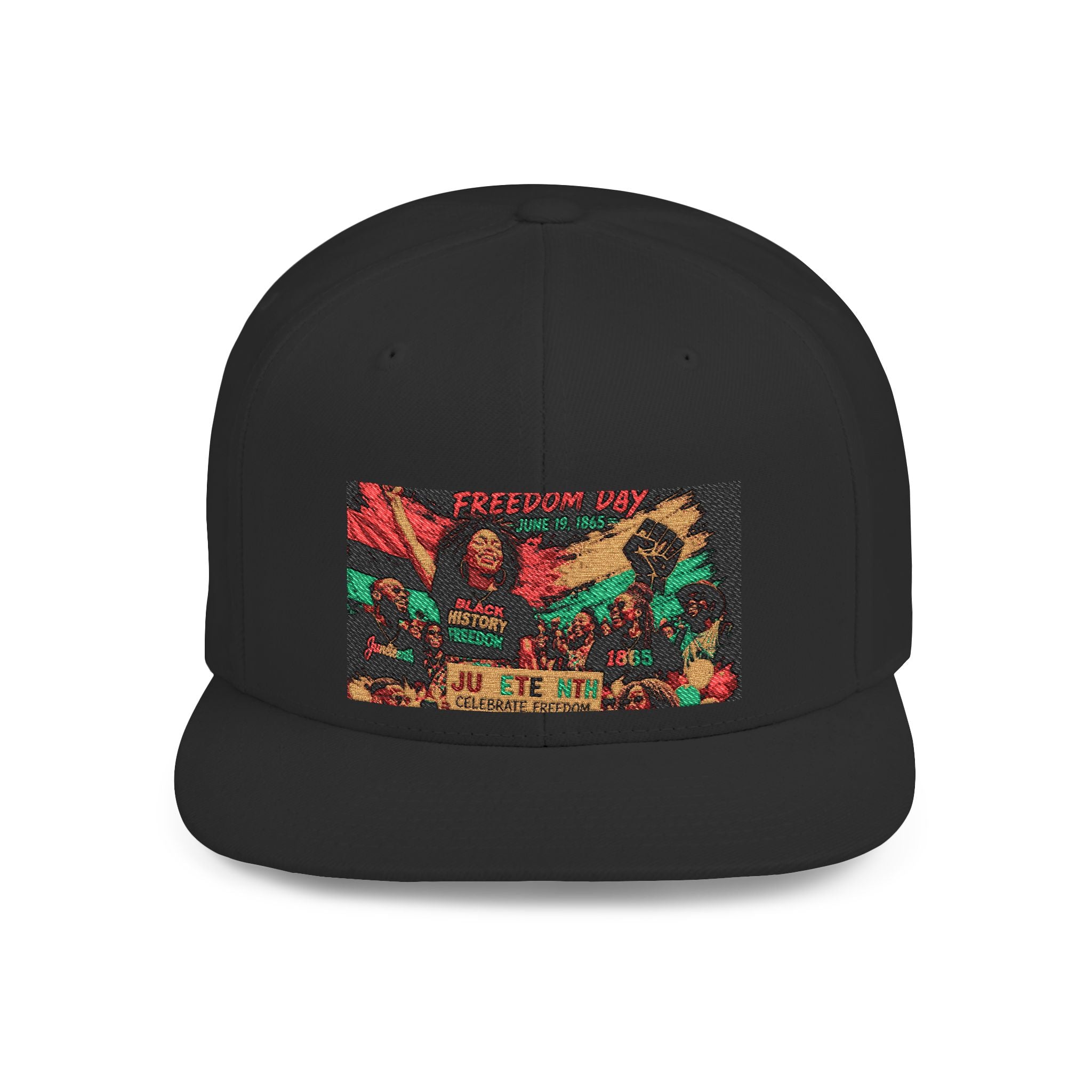 Reggae Vibes Flat Bill Snapback Hat — Colorful Rasta Music Patch