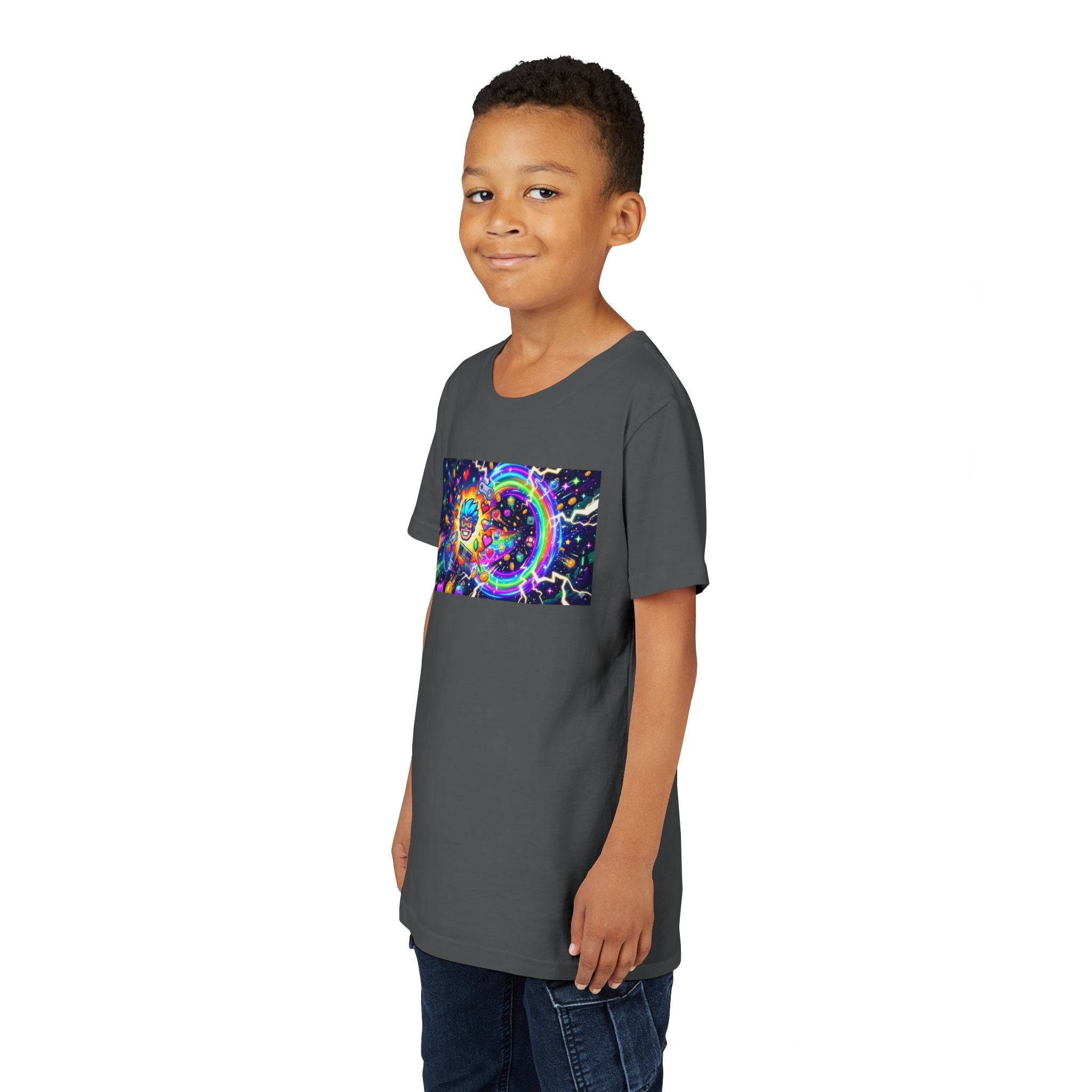 Kids Gaming Tee — Neon Rainbow Portal Gamer Shirt