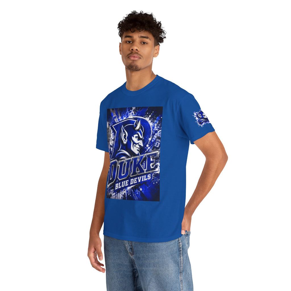 Duke Blue Devils Graphic Tee — Splatter Devil Logo T‑Shirt