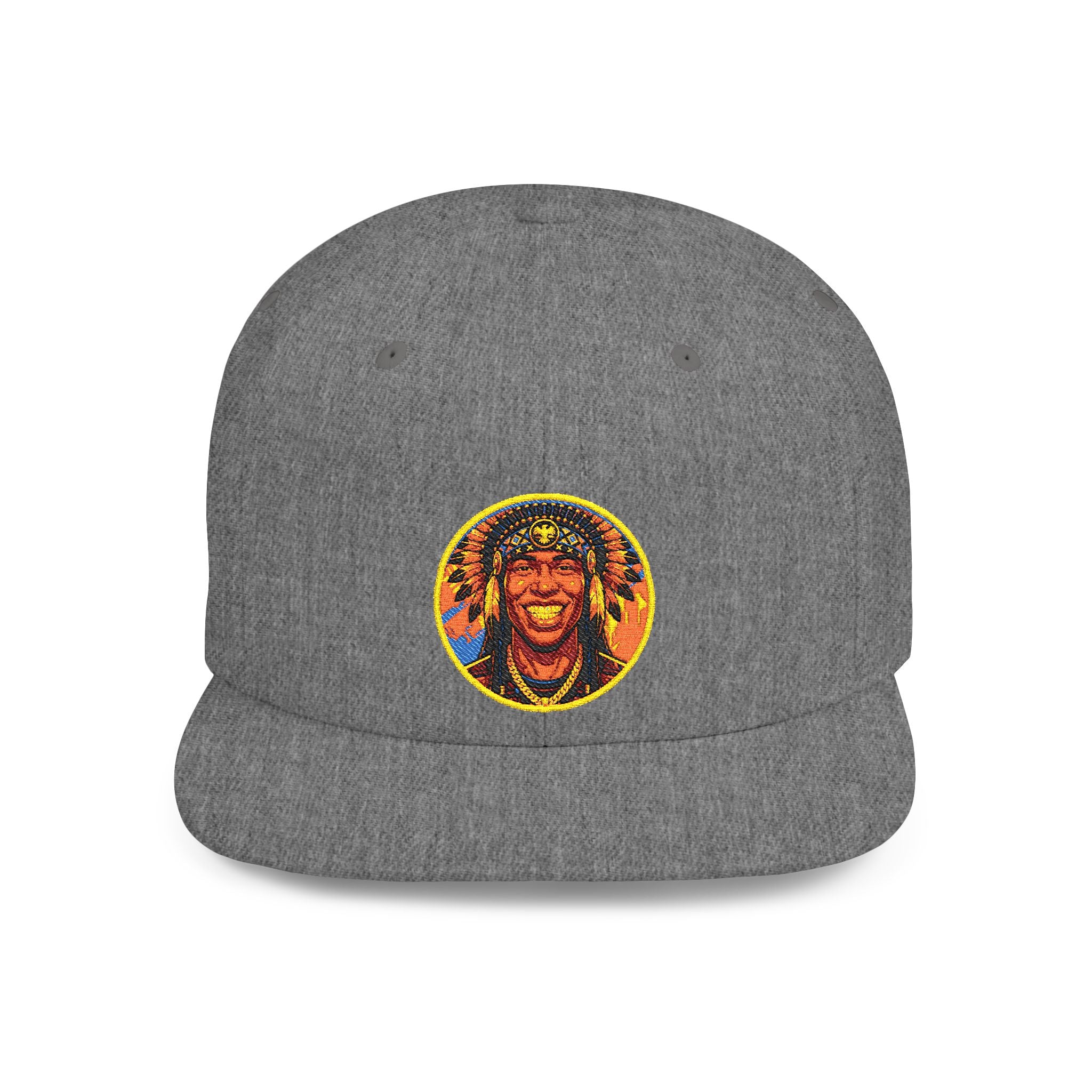 Snapback Hat — Vibrant Tribal Lion Patch Flat Bill Cap