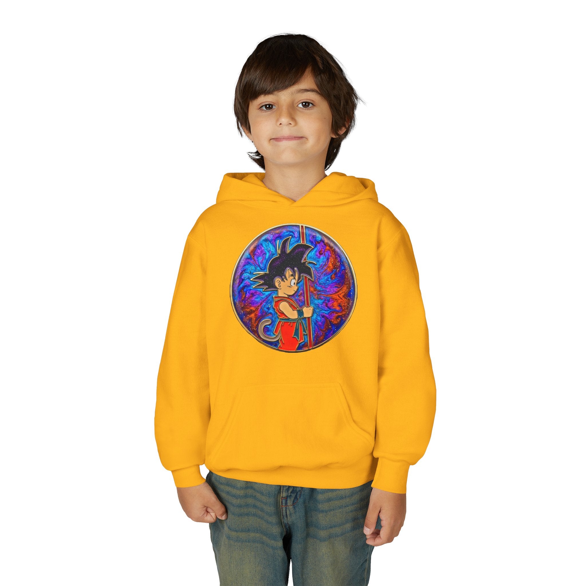 Dragon Boy Hoodie — Goku Cartoon Emblem Youth Hooded Sweatshirt