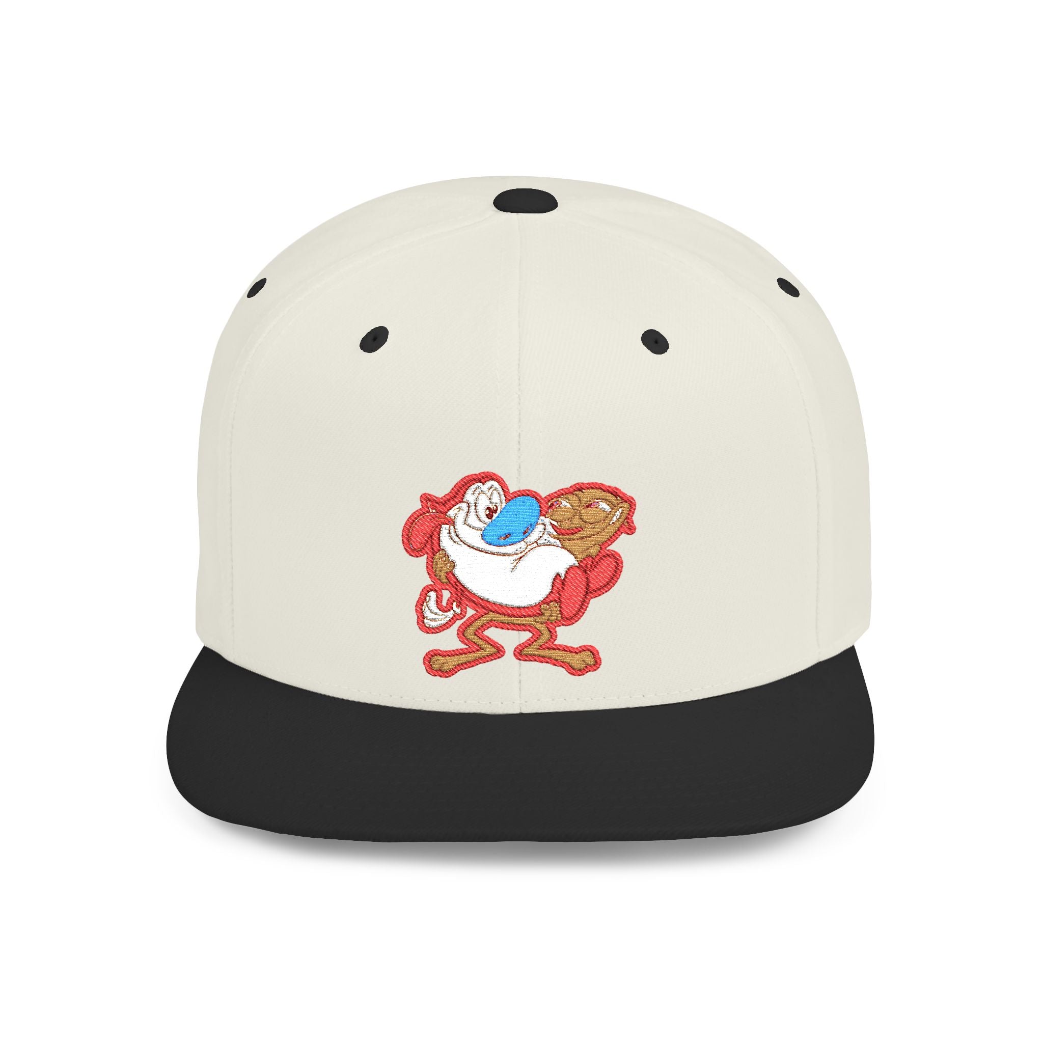 Retro Cartoon Egg Character Flat Bill Snapback Hat
