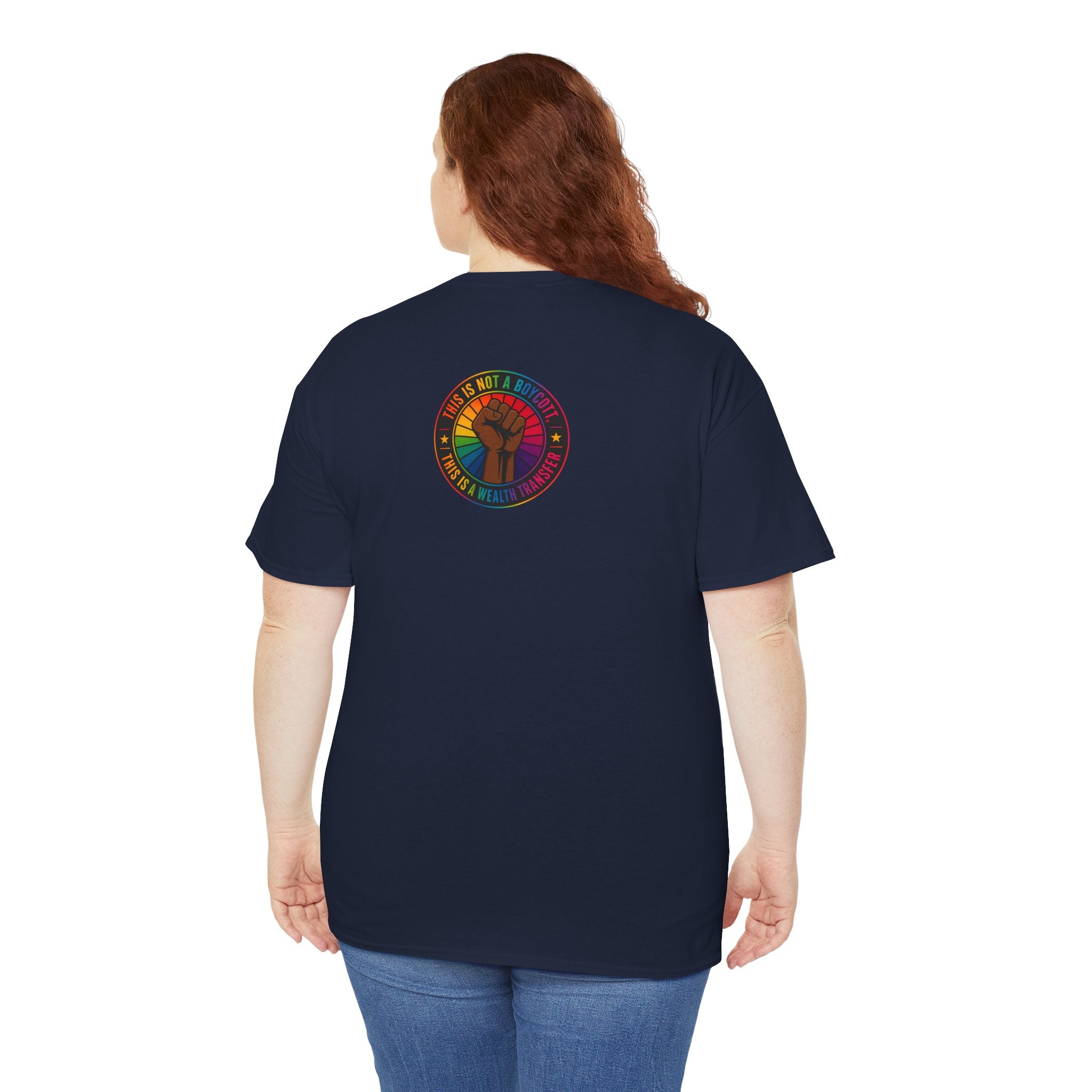 Graphic Tee — "I'm White, But Not THAT White" Illustration with Back Raised Fist Logo
