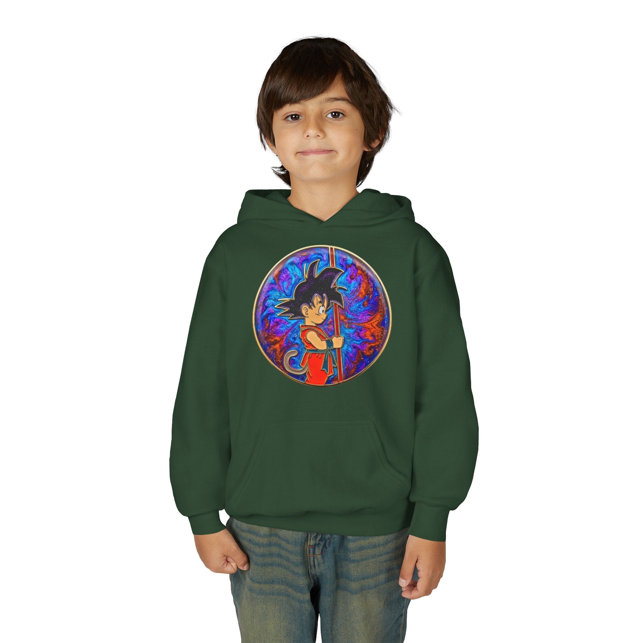 Dragon Boy Hoodie — Goku Cartoon Emblem Youth Hooded Sweatshirt