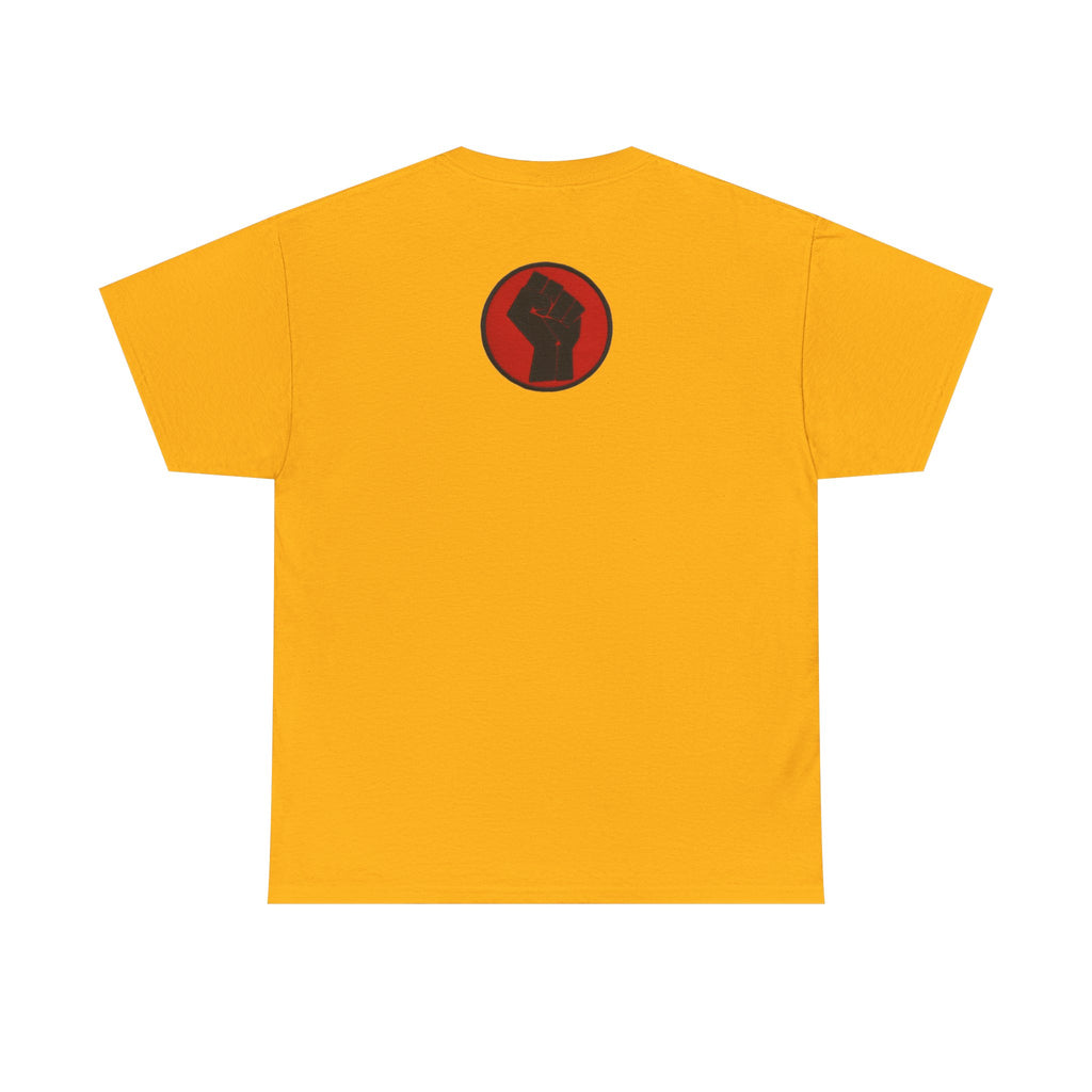 Basketball Jumpman Tee — Retro Skyline Graphic T-Shirt with Red Fist Back Emblem