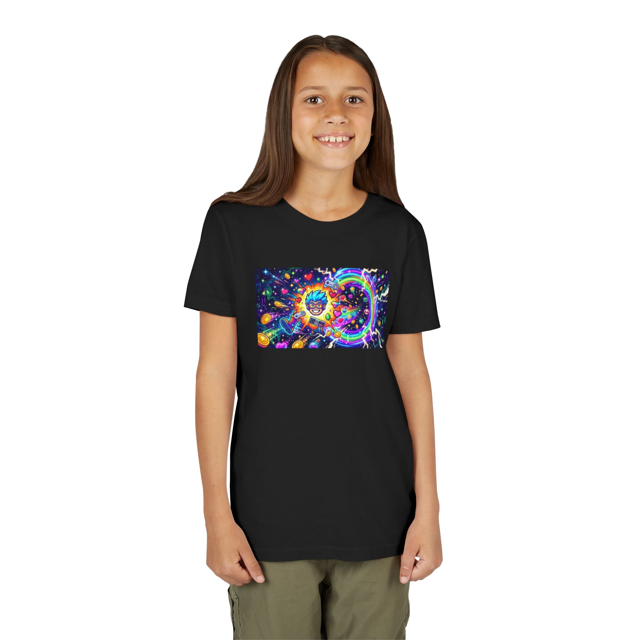 Kids Gaming Tee — Neon Rainbow Portal Gamer Shirt