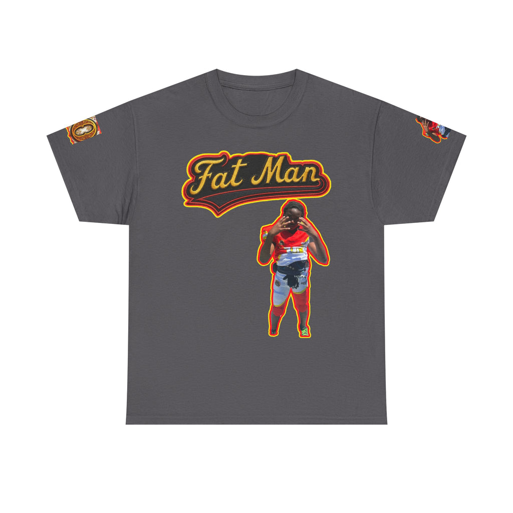Fat Man Graphic Tee — Retro Boxing Design with '10' Back Patch