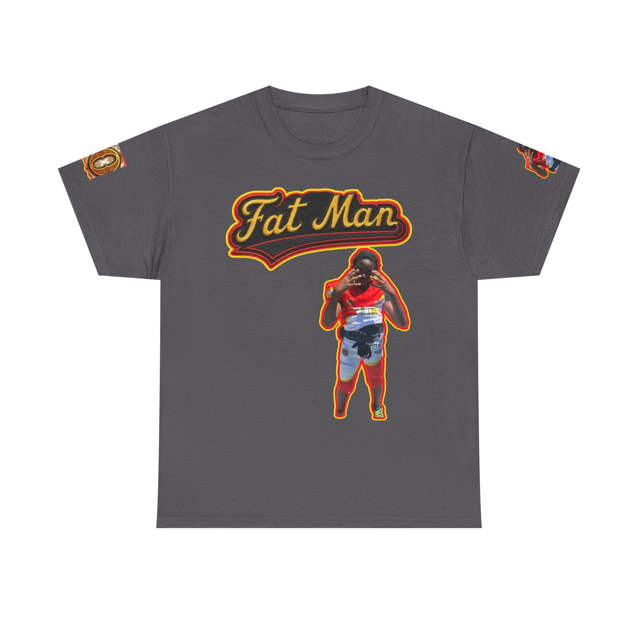 Fat Man Graphic Tee — Retro Boxing Design with '10' Back Patch