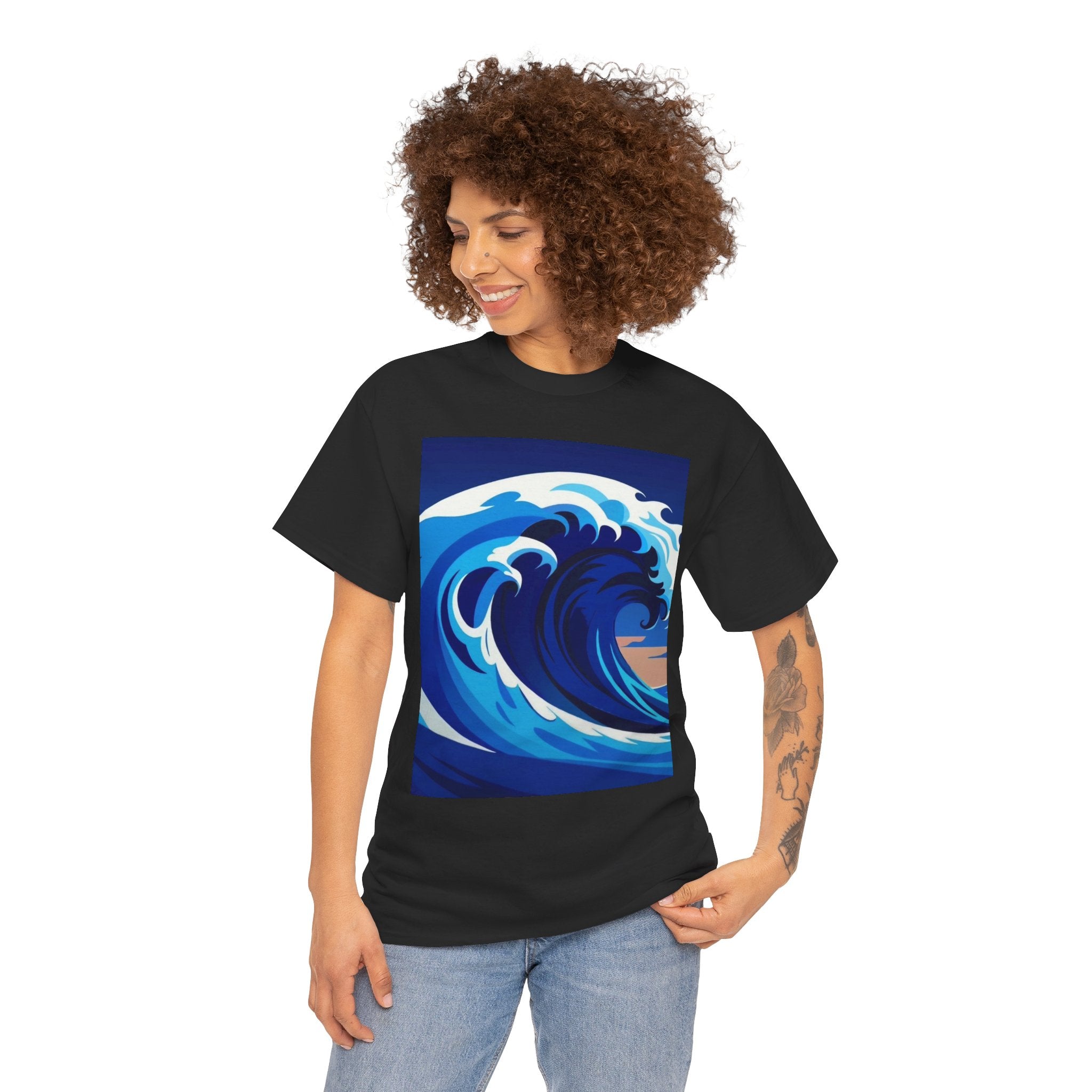 T-Shirt — Coastal Wave Graphic Tee (Ocean Sunset Wave Art)