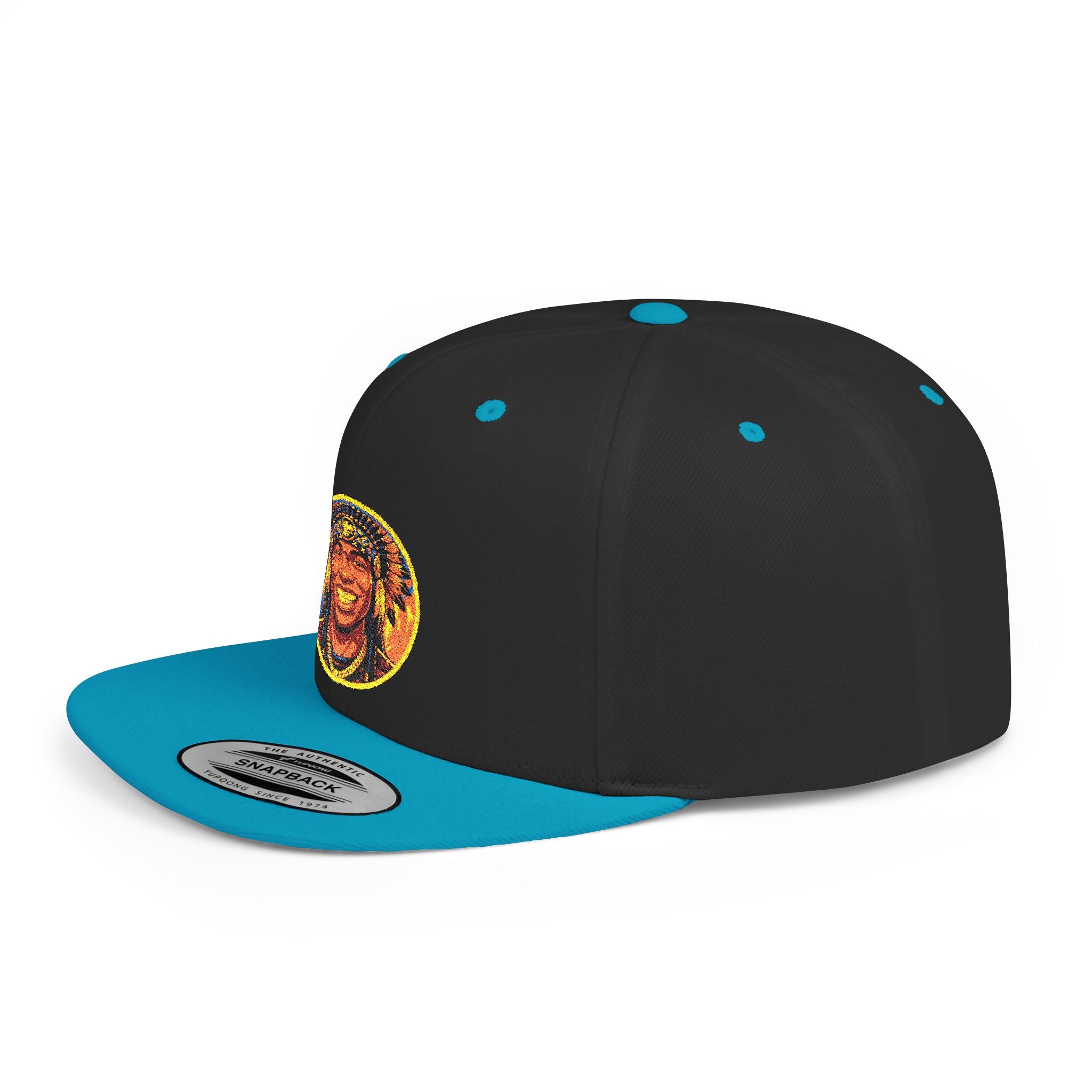 Snapback Hat — Vibrant Tribal Lion Patch Flat Bill Cap