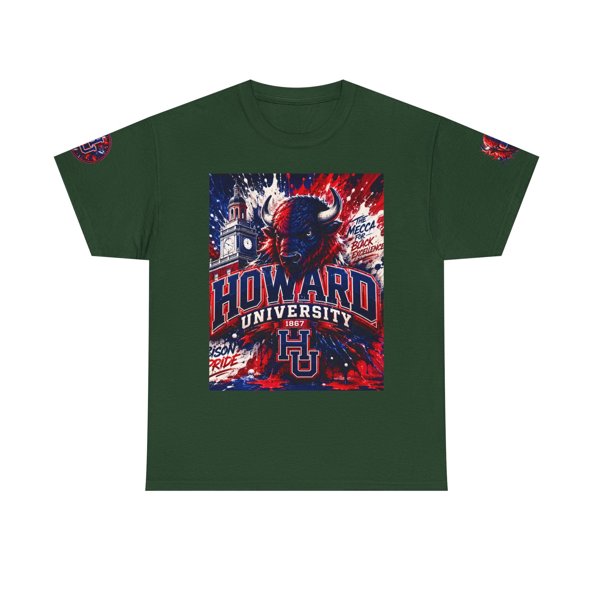 Howard University Buffalo Spirit Tee — HU Bison Red & Blue Campus Shirt