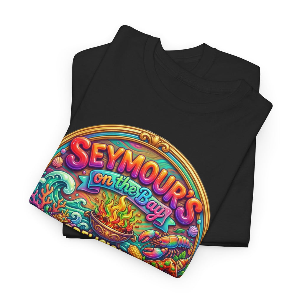 Caribbean BBQ & Seafood Tee — “Seymour’s” Vibrant Island Food Graphic T-Shirt