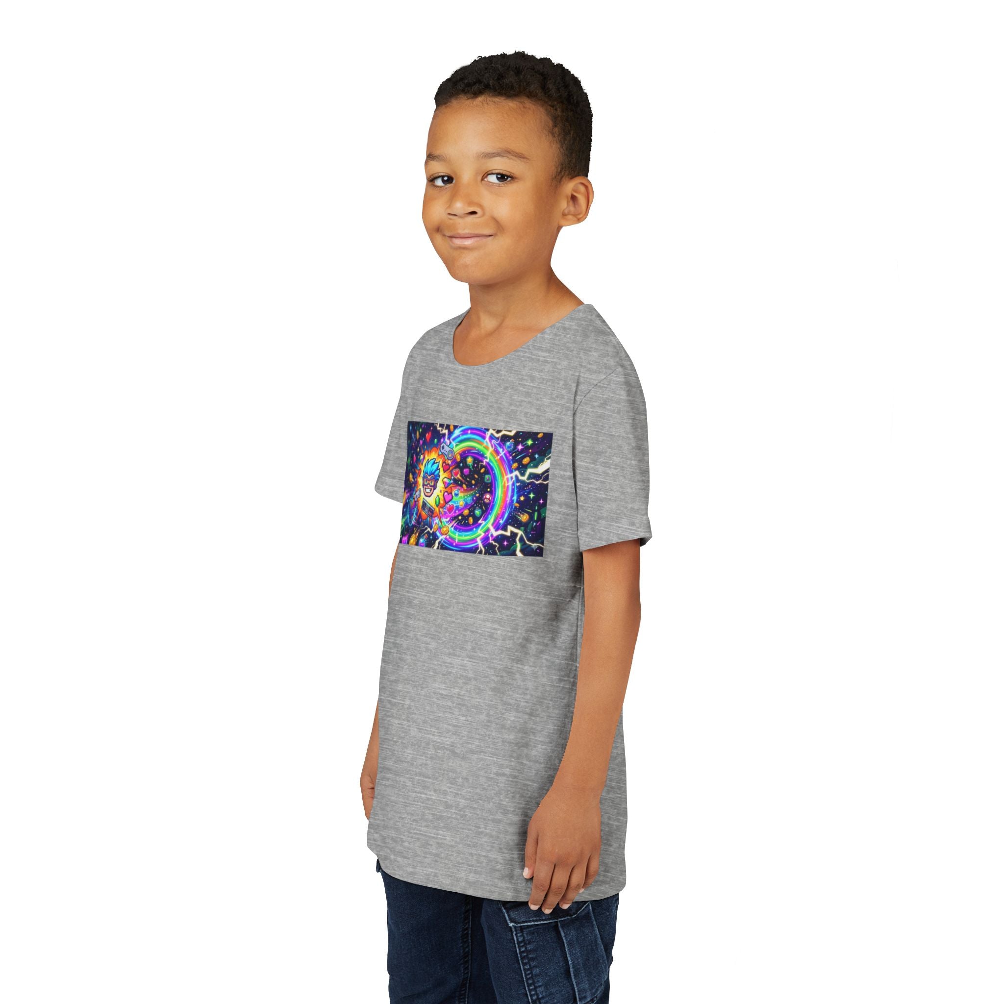 Kids Gaming Tee — Neon Rainbow Portal Gamer Shirt