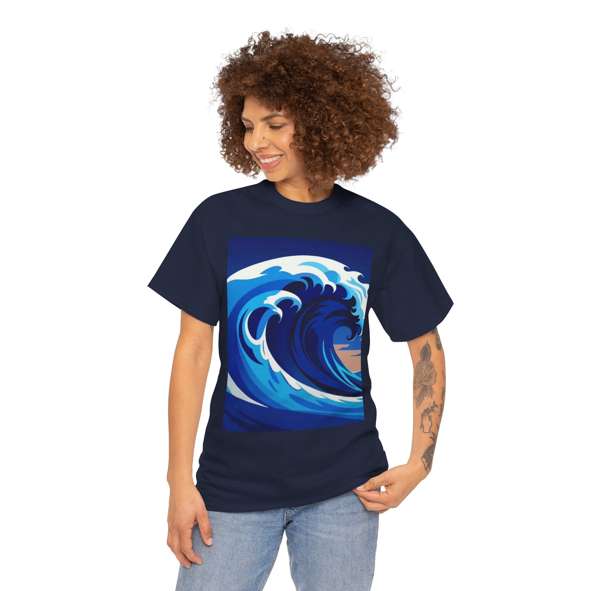 T-Shirt — Coastal Wave Graphic Tee (Ocean Sunset Wave Art)