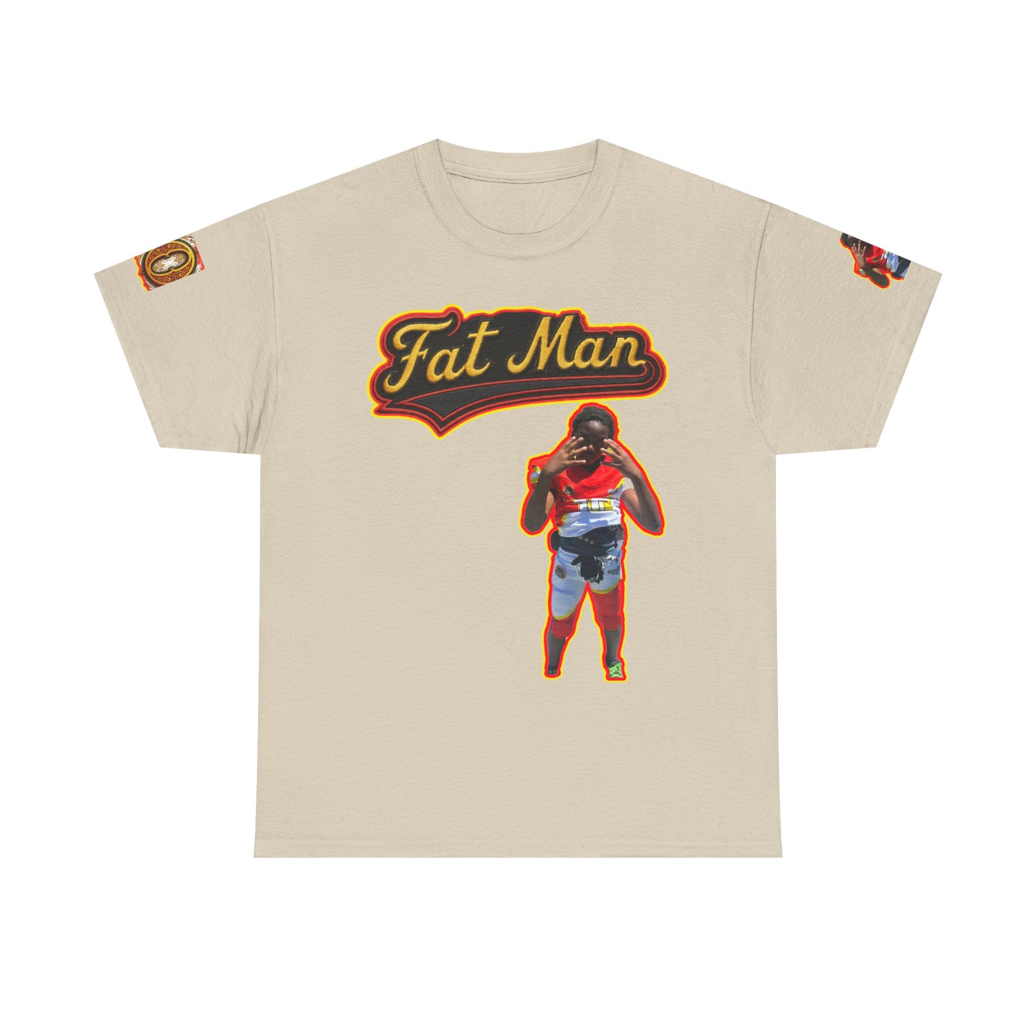 Fat Man Graphic Tee — Retro Boxing Design with '10' Back Patch